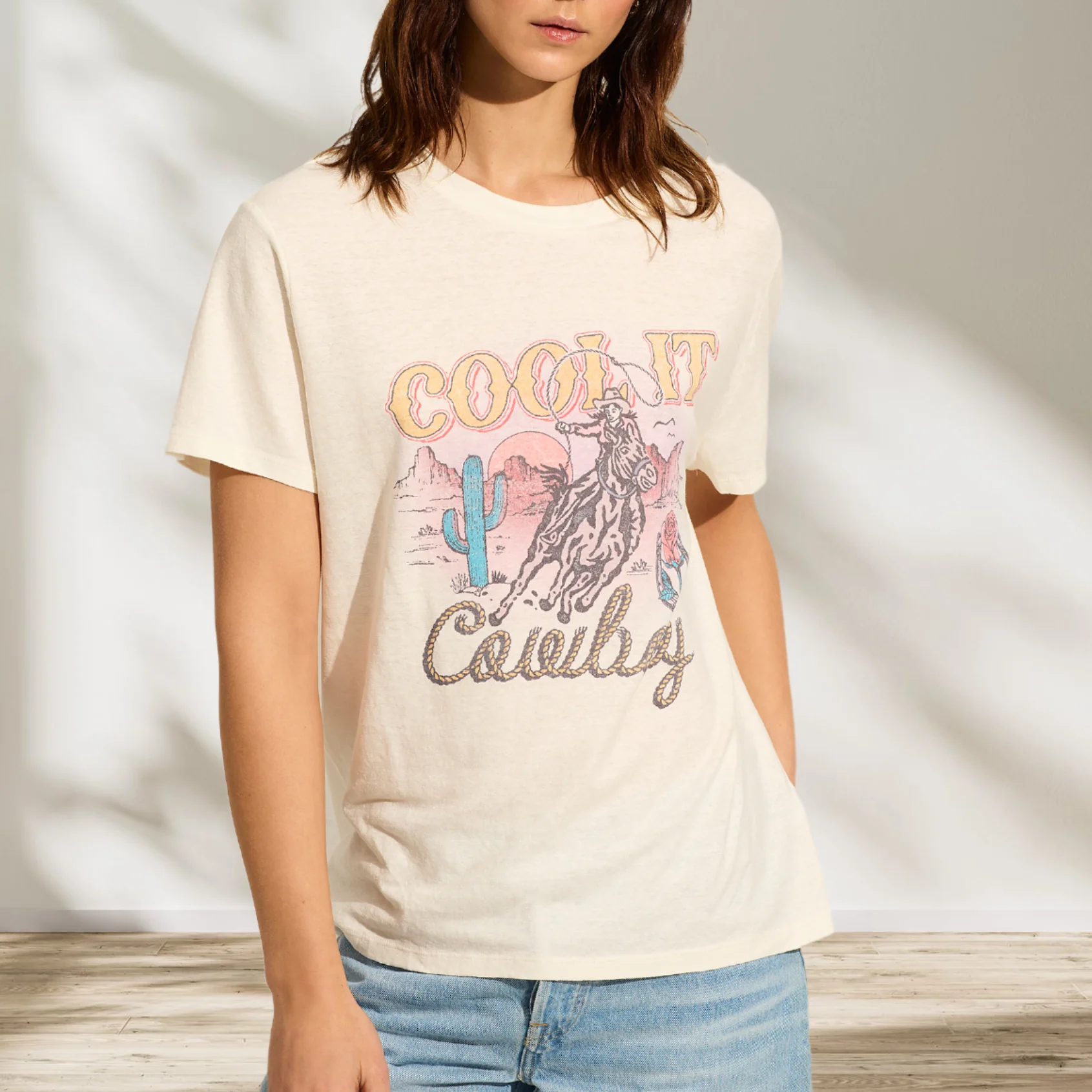 AUGUSTE THE LABEL Womens Cool It Cowboy Classic Tee - Off White - Image 2