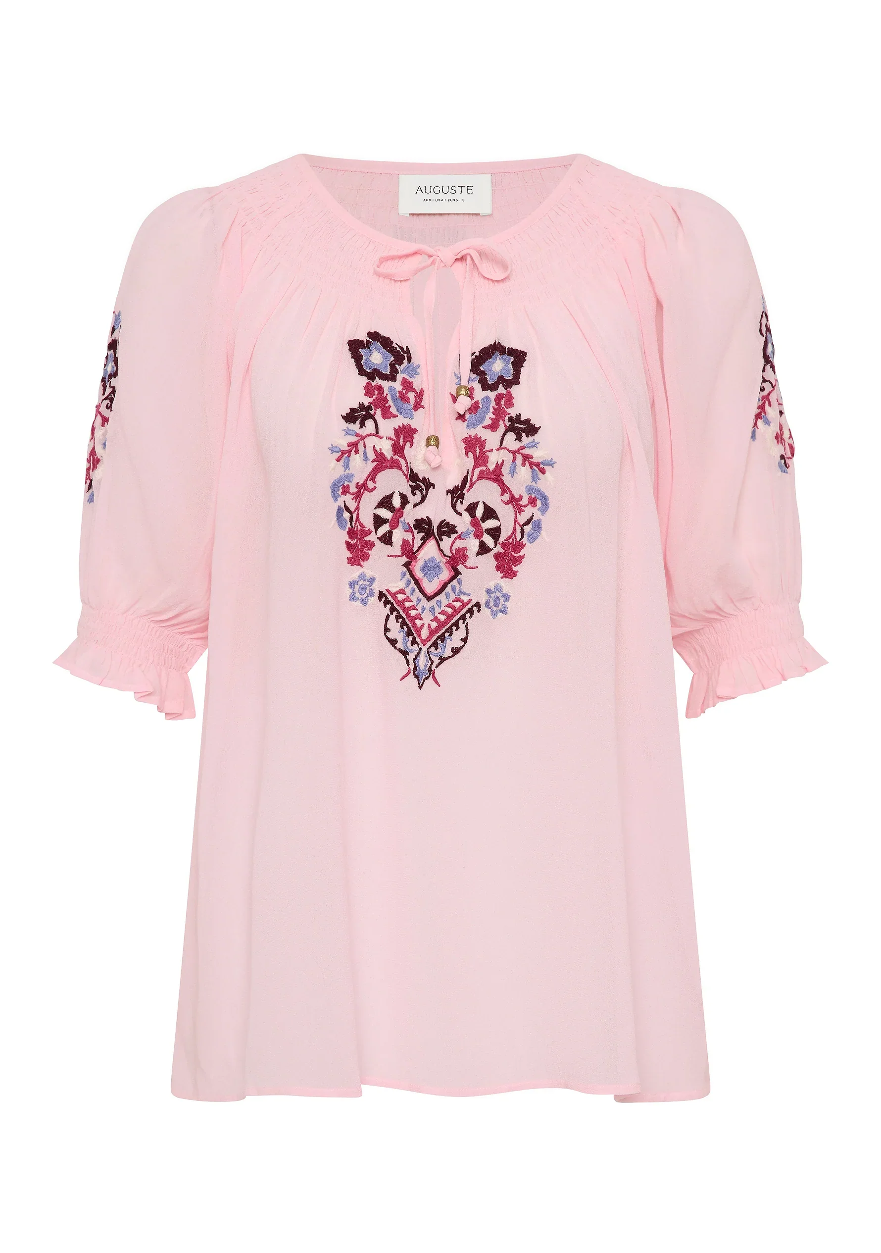 AUGUSTE THE LABEL Womens Indra Embroidered Blouse in Pink - Image 5