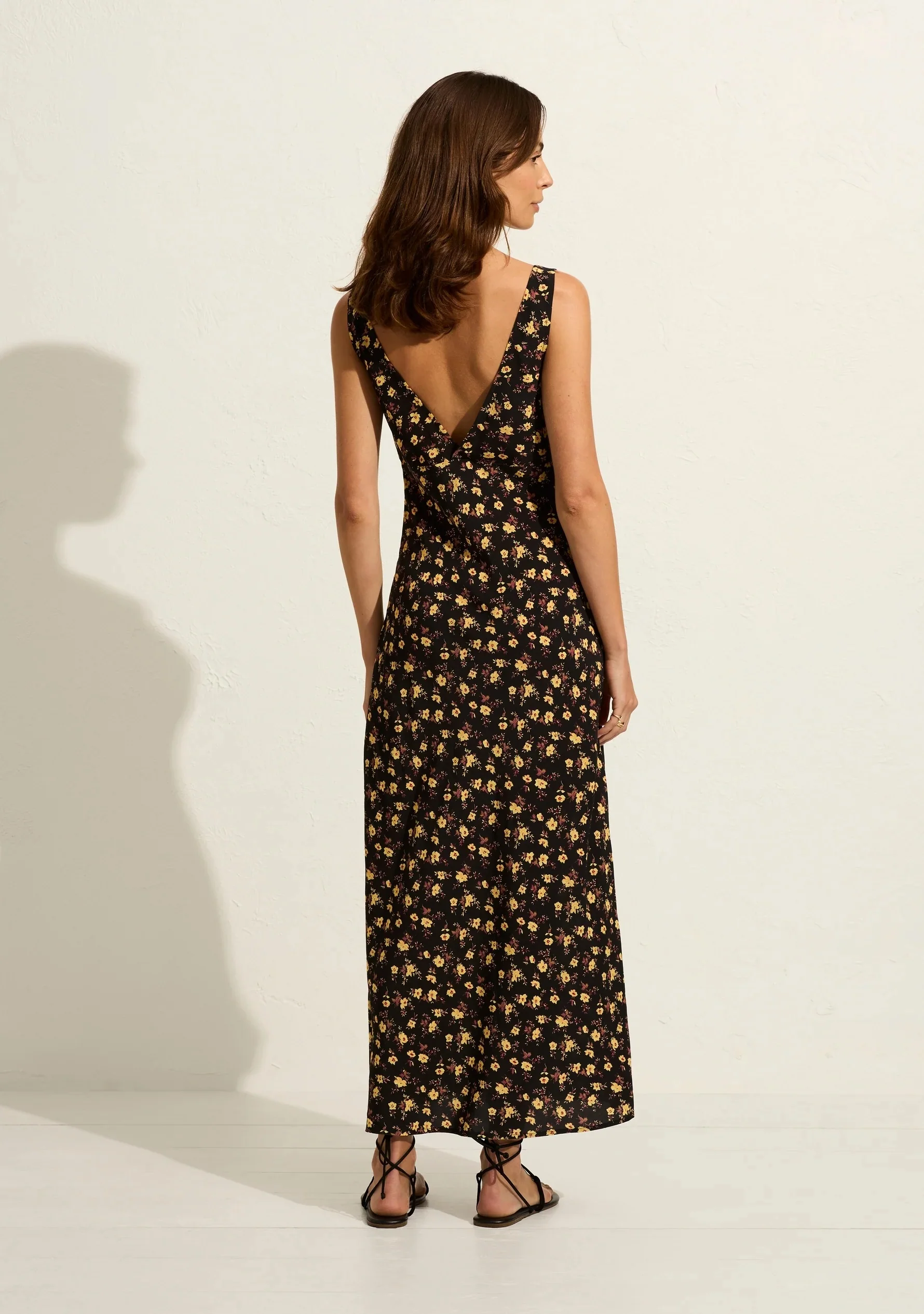 AUGUSTE THE LABEL Womens Iona Midi Dress - Black Eloise Ditsy Floral - Image 6