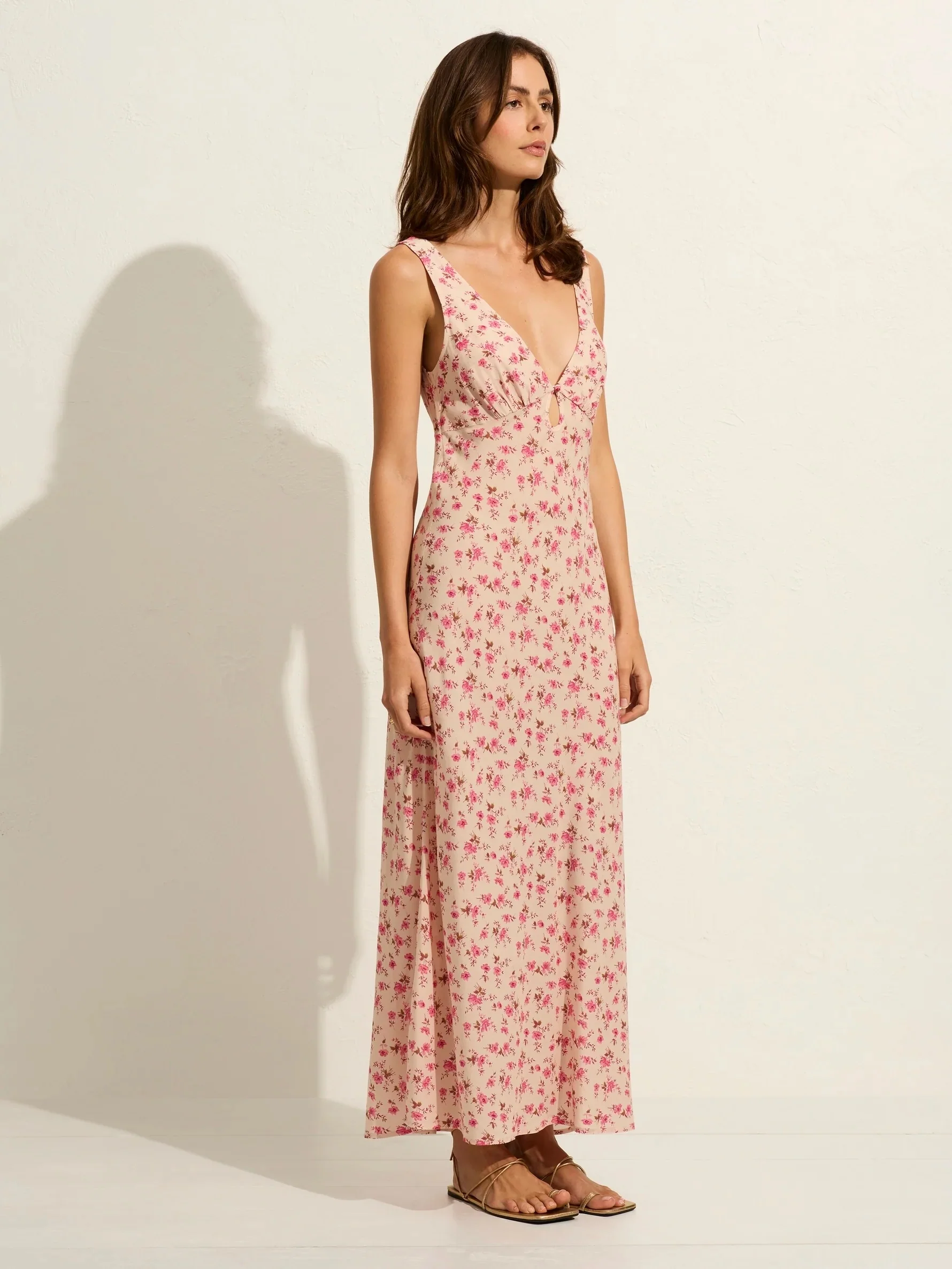 AUGUSTE THE LABEL Womens Iona Midi Dress - Oat Eloise Ditsy Floral - Image 4