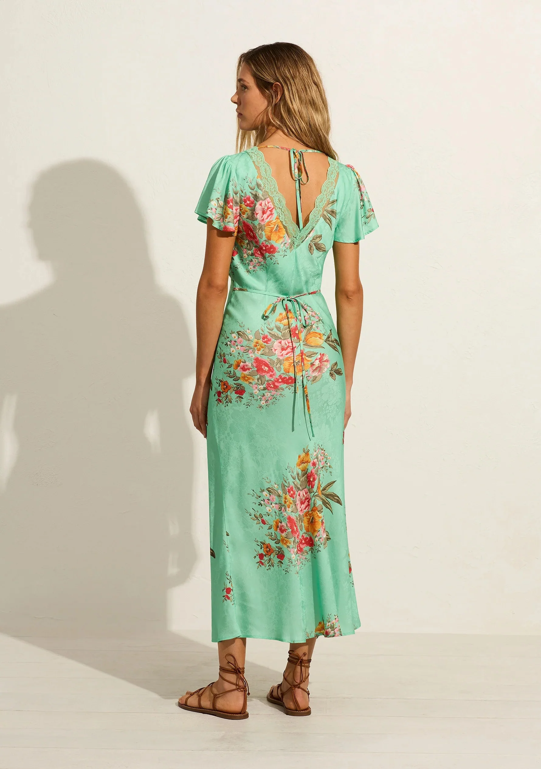 AUGUSTE THE LABEL Womens Rianne Midi Dress - Leonie Mint Green Floral - Image 6