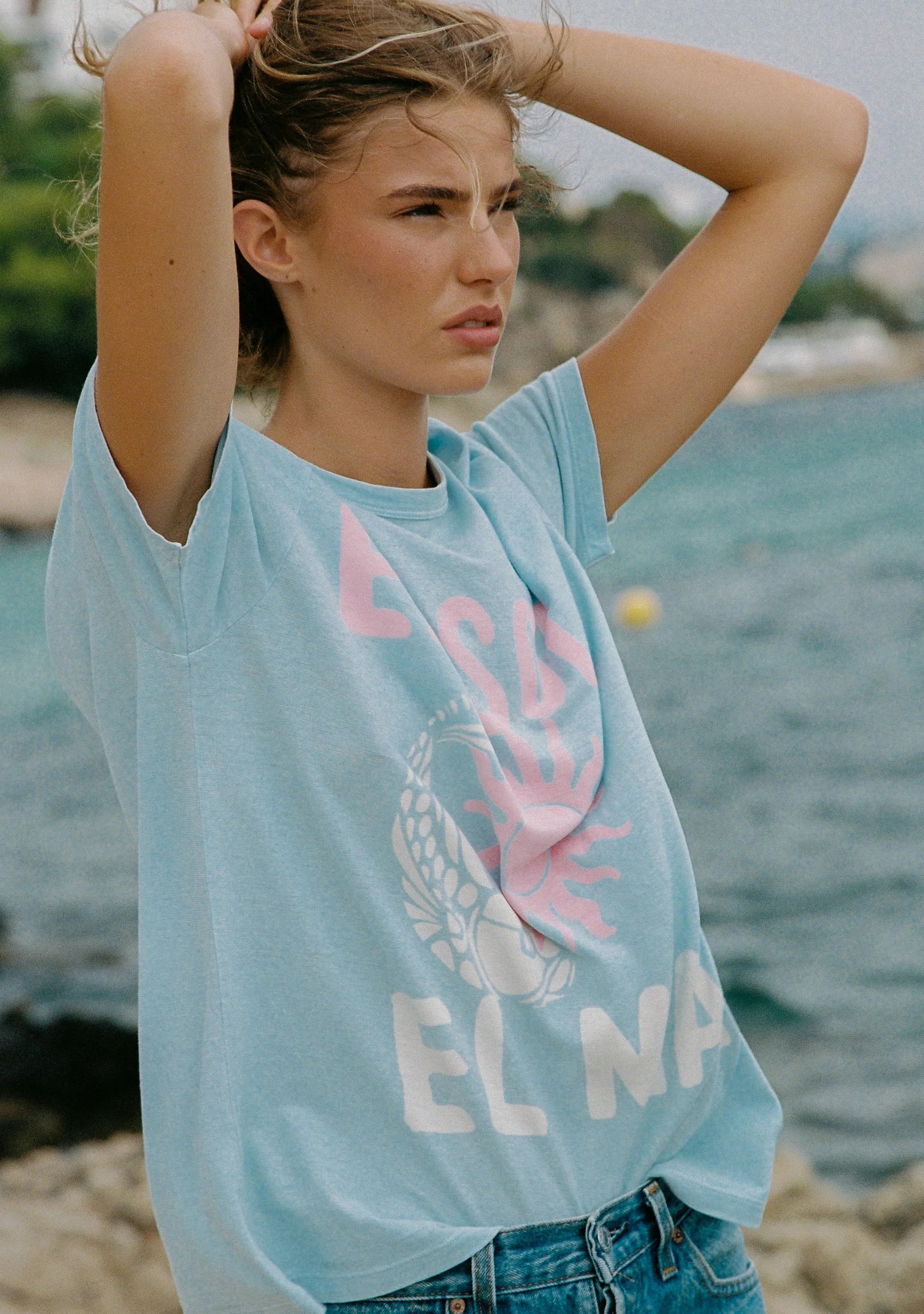 AUGUSTE THE LABEL Womens Sol Classic Tee in Sky Blue - Image 4