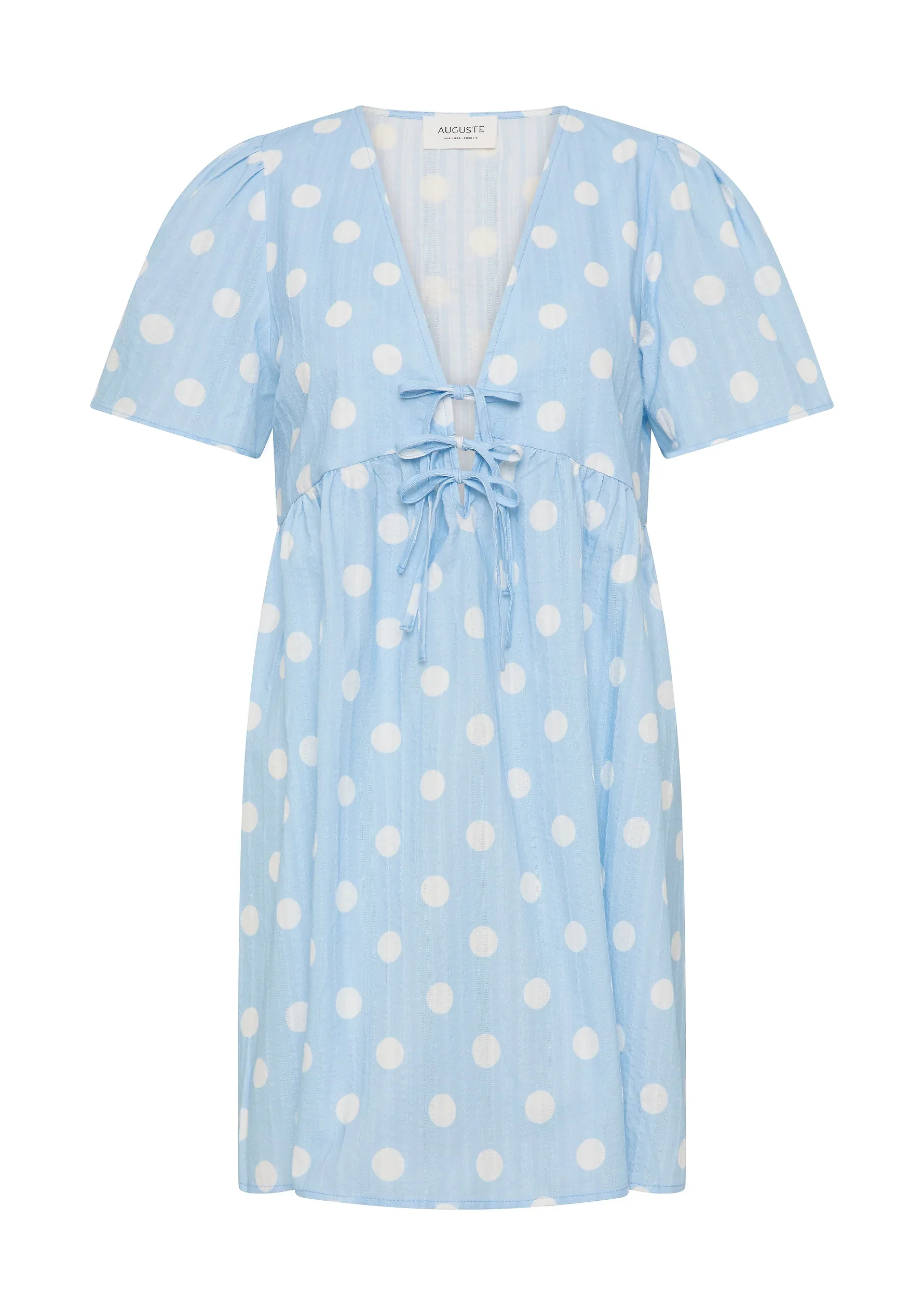 AUGUSTE THE LABEL Womens Valentina Mini Dress in Sky Blue Polka Dot - Image 5
