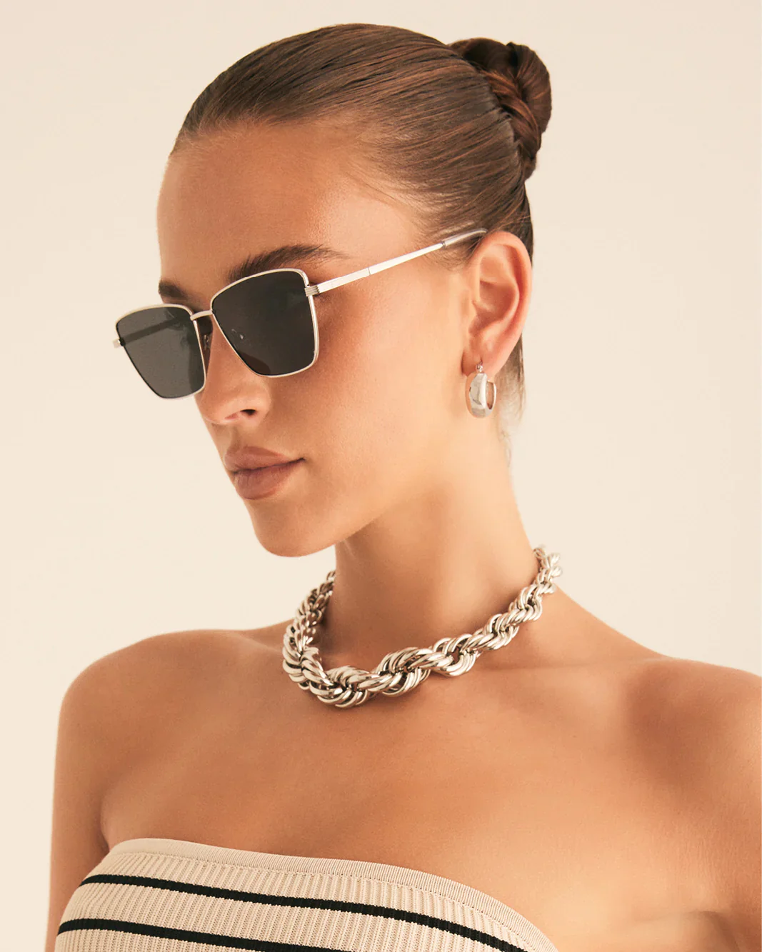 BANBE EYEWEAR Womens The Natalia Polarised Sunglasses - Dark Silver / Light Silver - Image 6