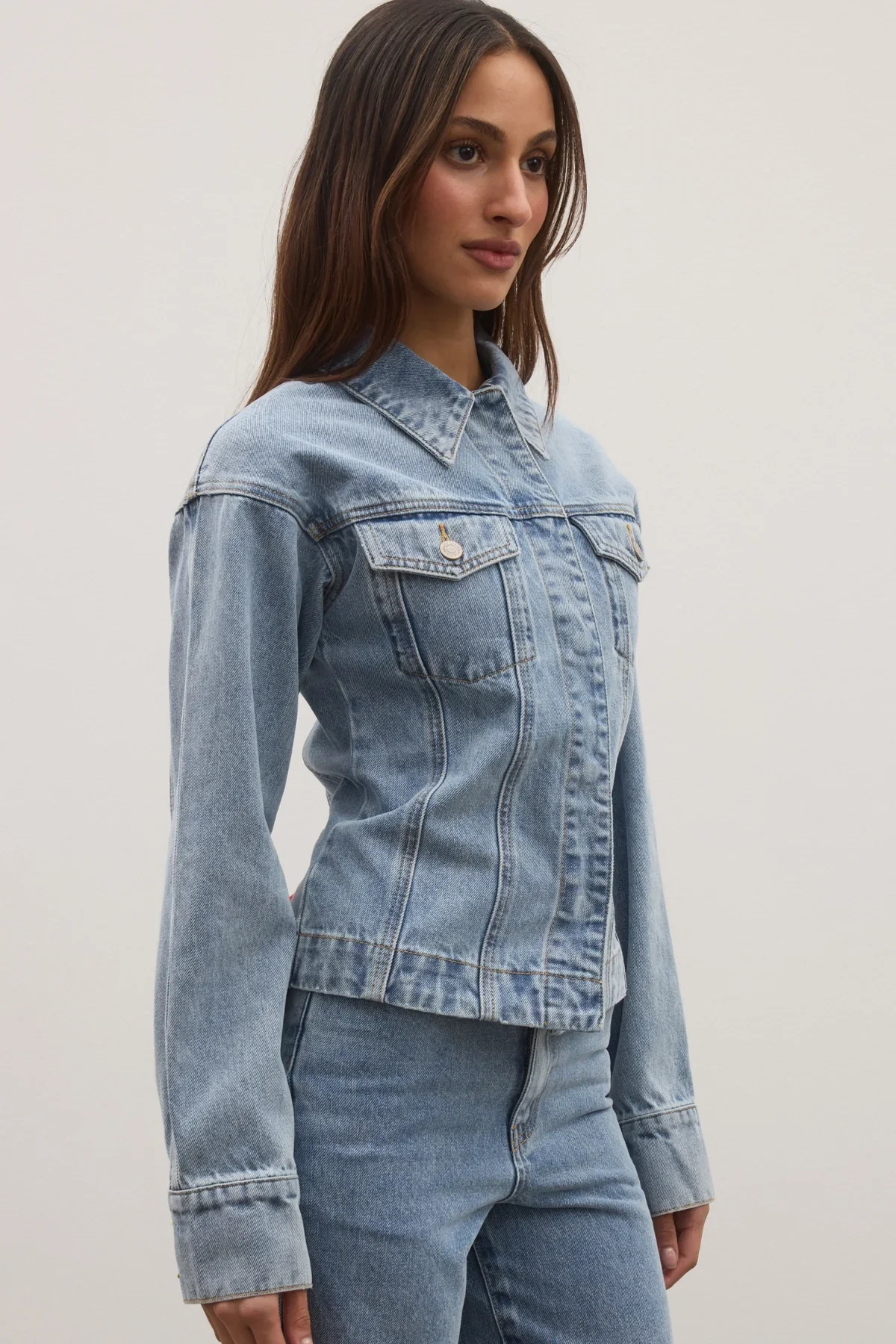 BAYSE BRAND Womens Aven Denim Jacket in Atlanta Blue - Image 4