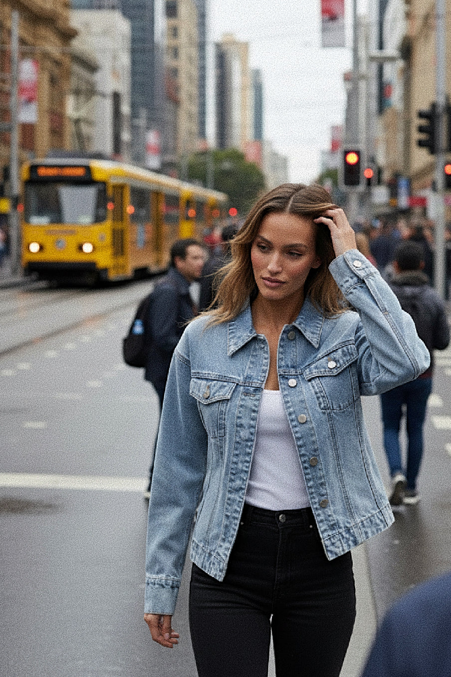 BAYSE BRAND Womens Aven Denim Jacket in Atlanta Blue - Image 5