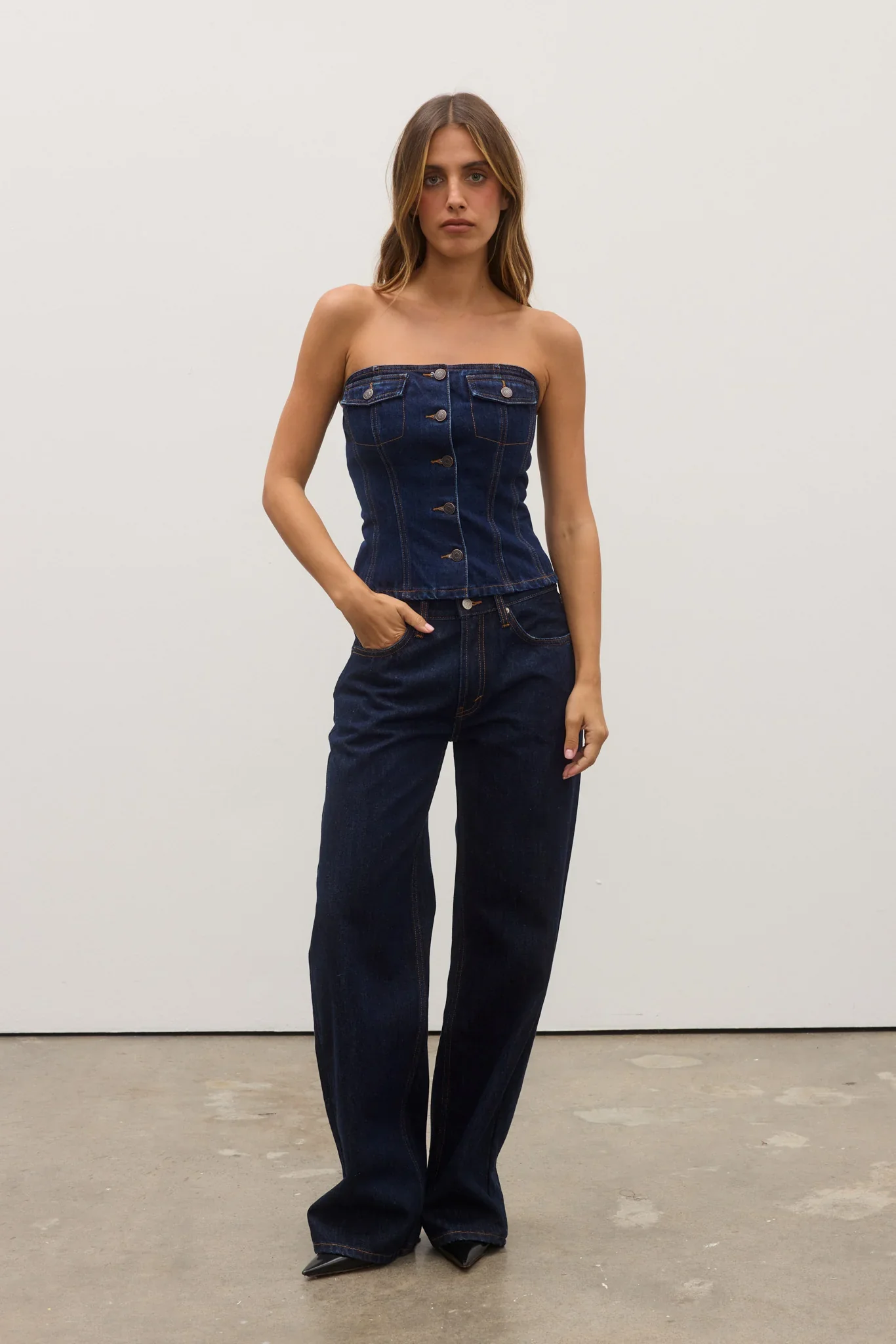 BAYSE BRAND Womens Avery Mid Rise Jean Dark Indigo - Image 2