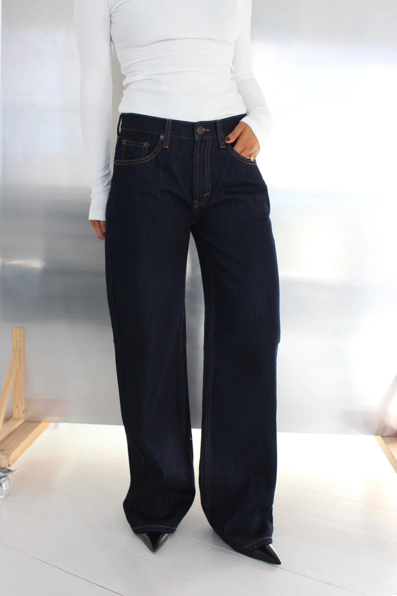 BAYSE BRAND Womens Avery Mid Rise Jean Dark Indigo - Image 3