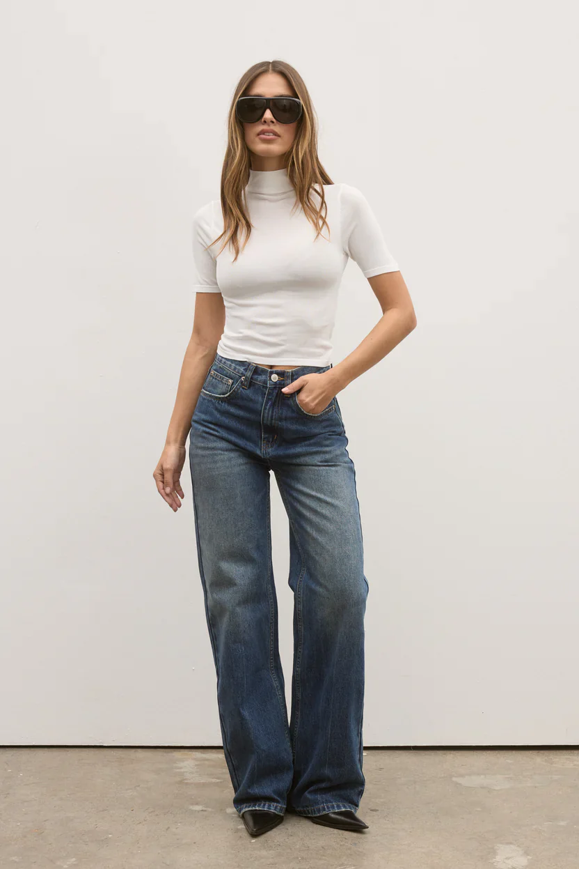 BAYSE BRAND Womens Camille Relaxed Flare Jean in Ash Tide - Image 2