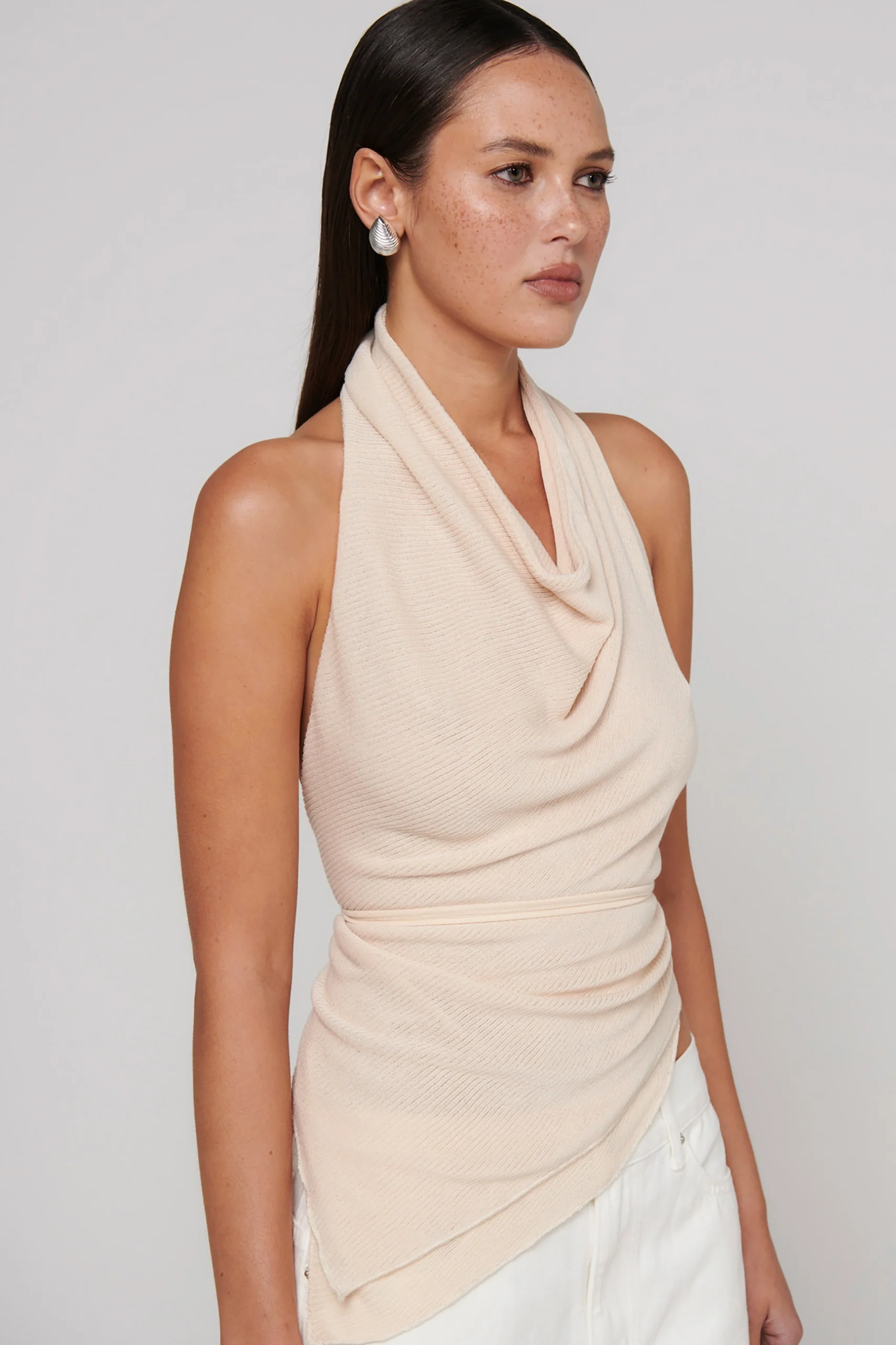 BAYSE BRAND Womens Cerise Halter Top - Vanilla - Image 3