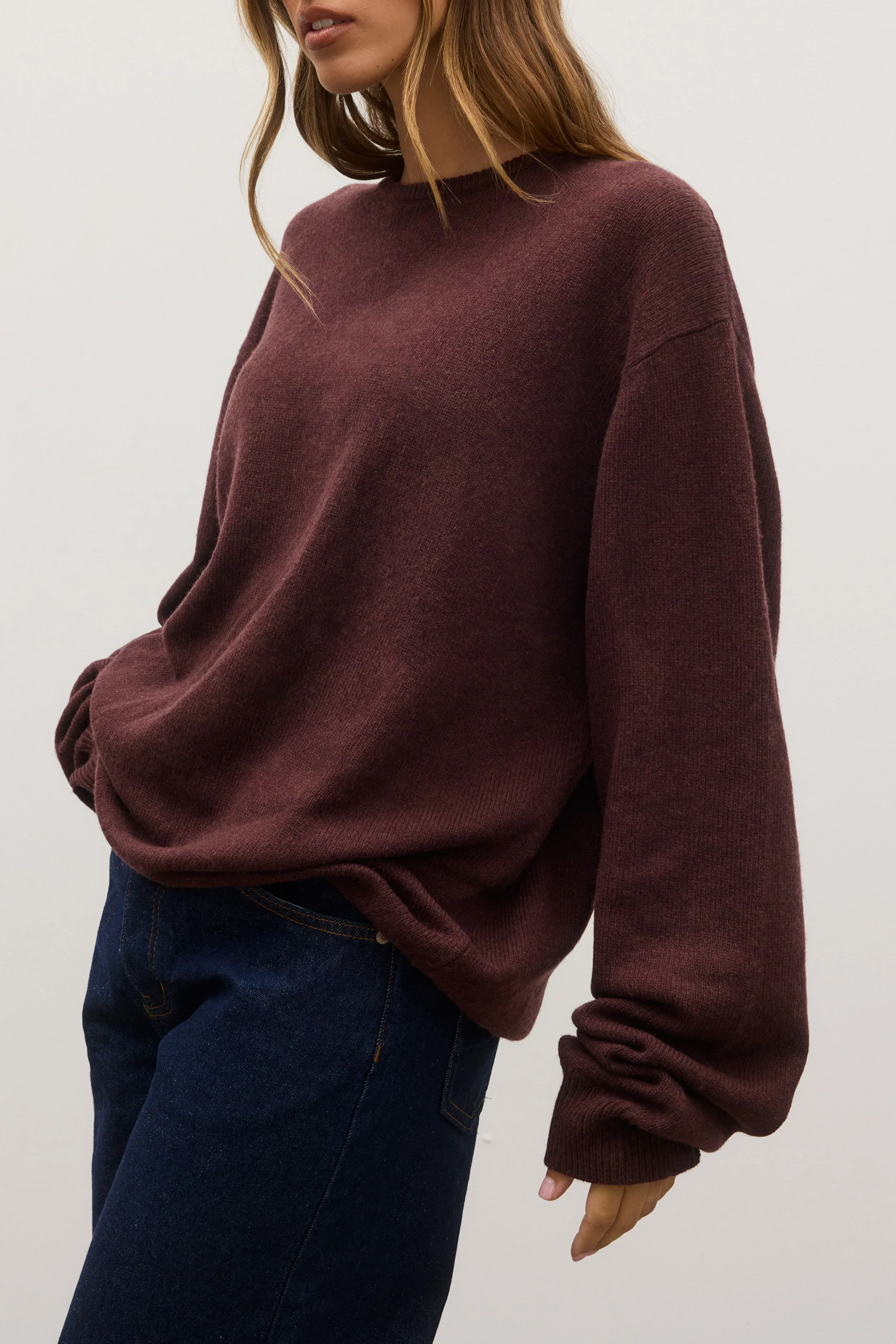 BAYSE BRAND Womens Cora Crew Neck Jumper in Plum - Image 2