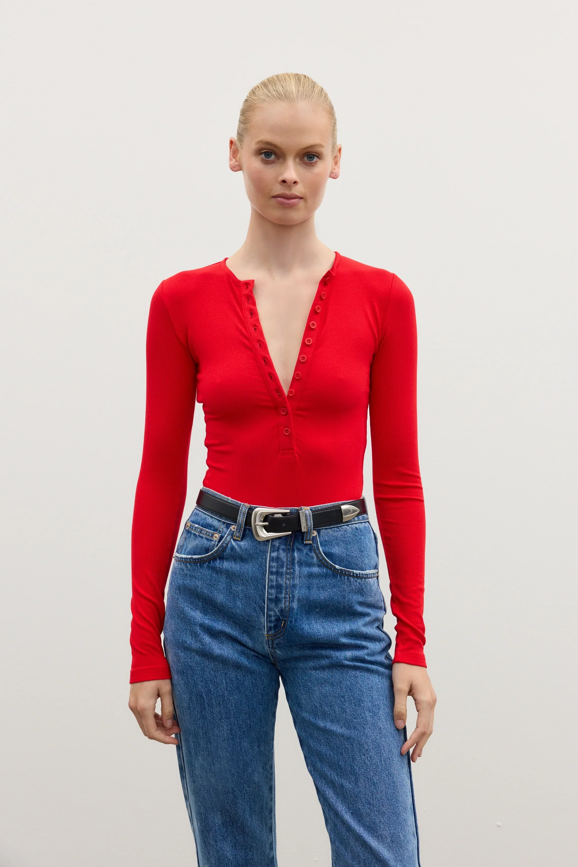 BAYSE BRAND Womens Lara Bodysuit - Cherry Red - Image 3