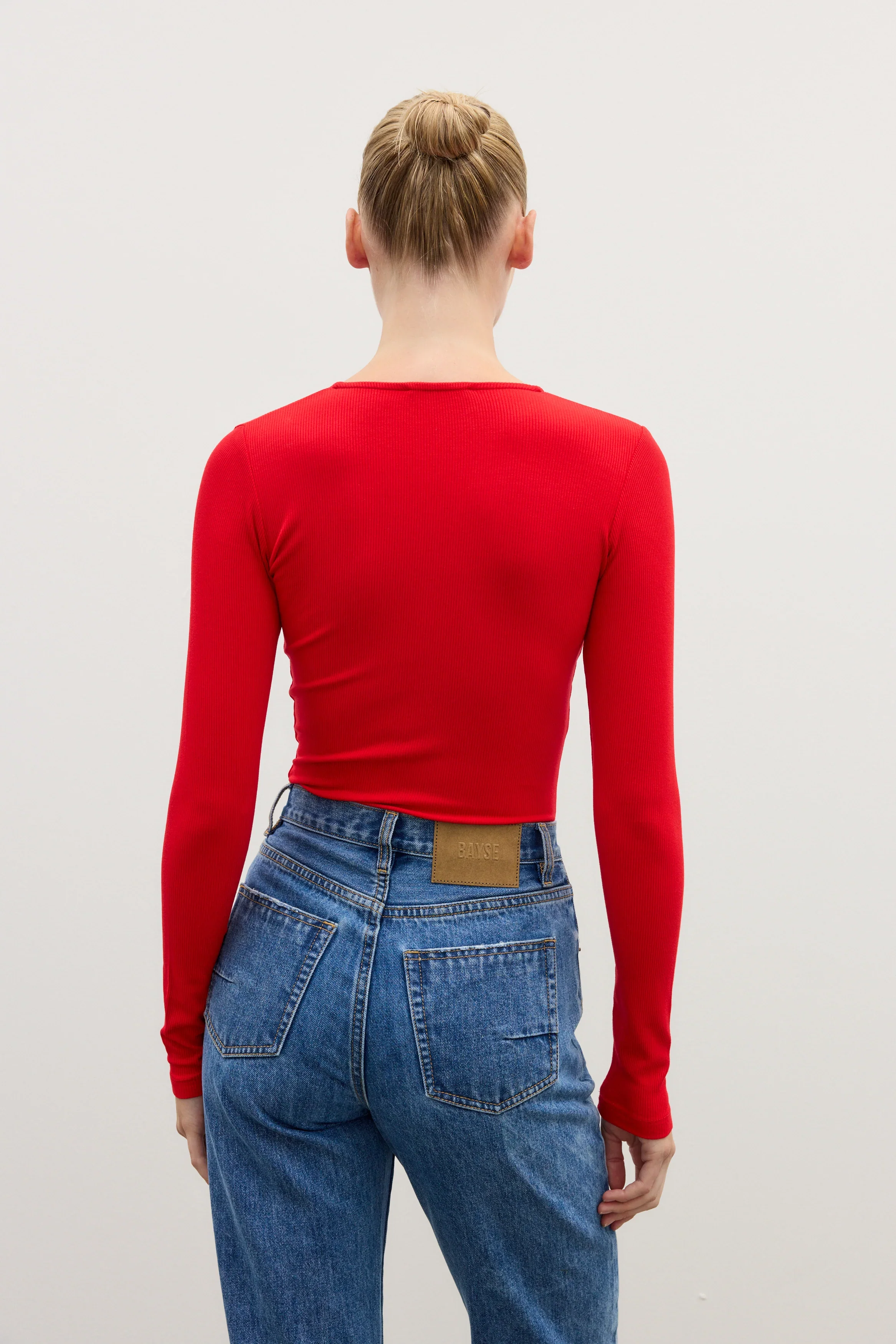 BAYSE BRAND Womens Lara Bodysuit - Cherry Red - Image 4