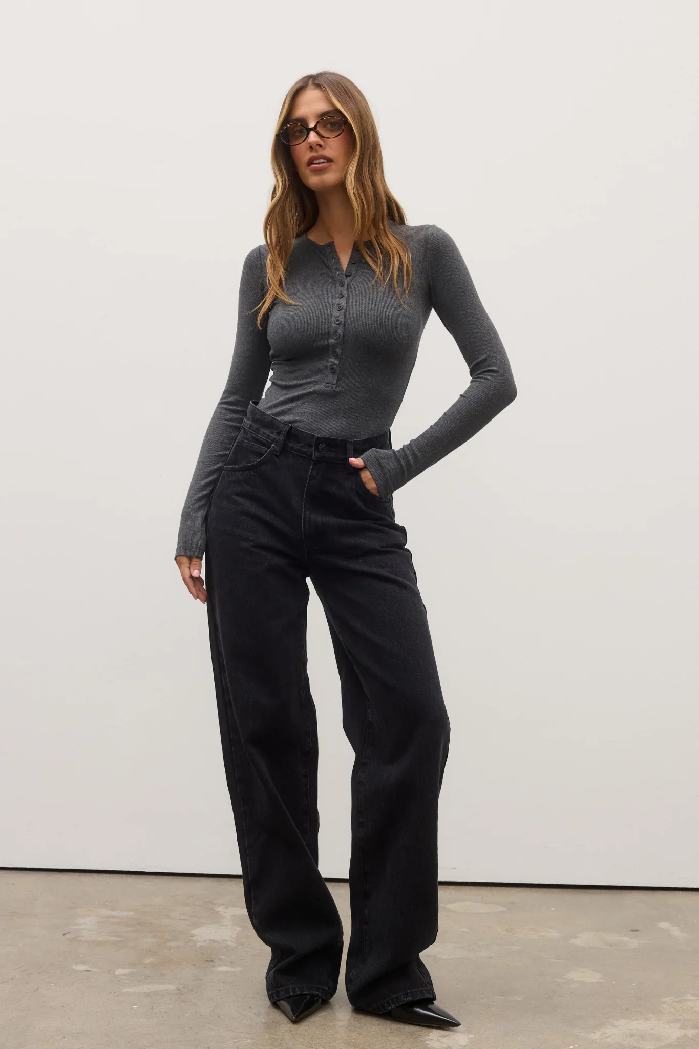 BAYSE BRAND Womens Lara Bodysuit - Dark Heather Grey - Image 2