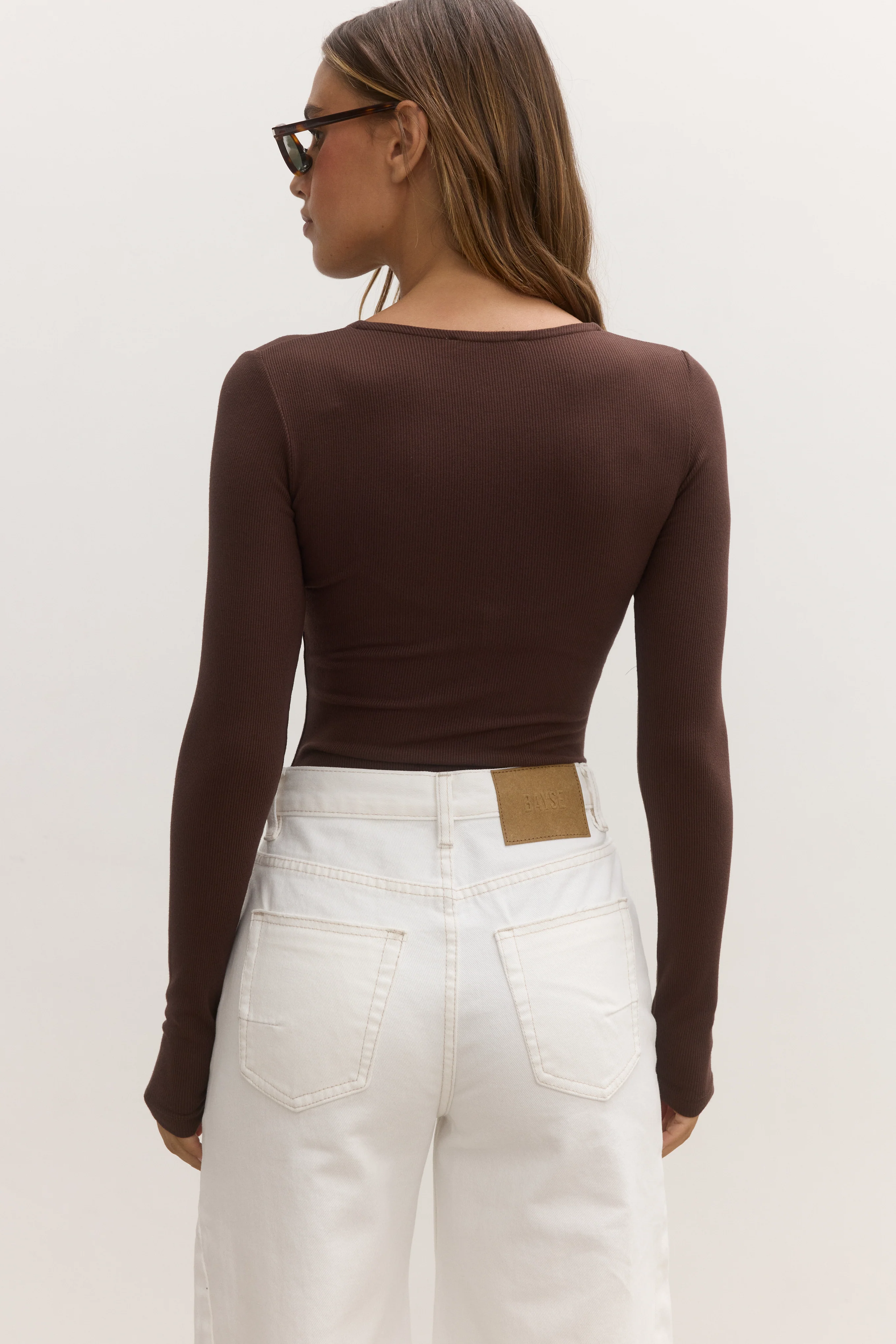BAYSE BRAND Womens Lara Bodysuit in Chocolate - Image 4