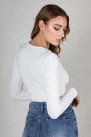 Bayse Brand Womens Lara Long Sleeve Crew Neck Button Down Bodysuit White - Image 3