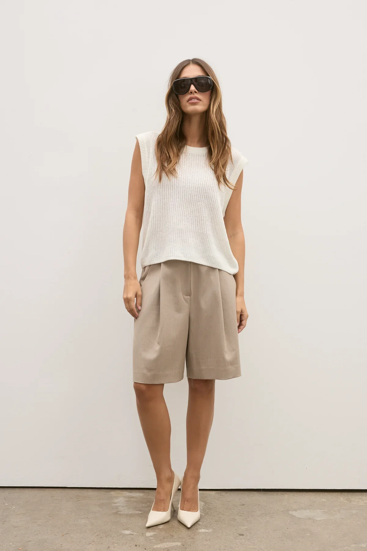 BAYSE BRAND Womens Margo Knit Vest in Ivory - Image 2