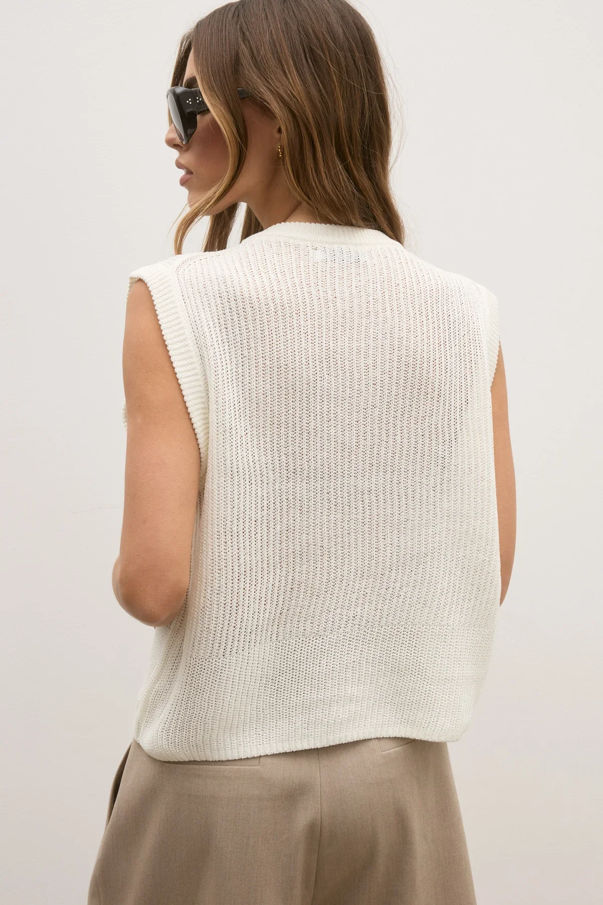 BAYSE BRAND Womens Margo Knit Vest in Ivory - Image 6
