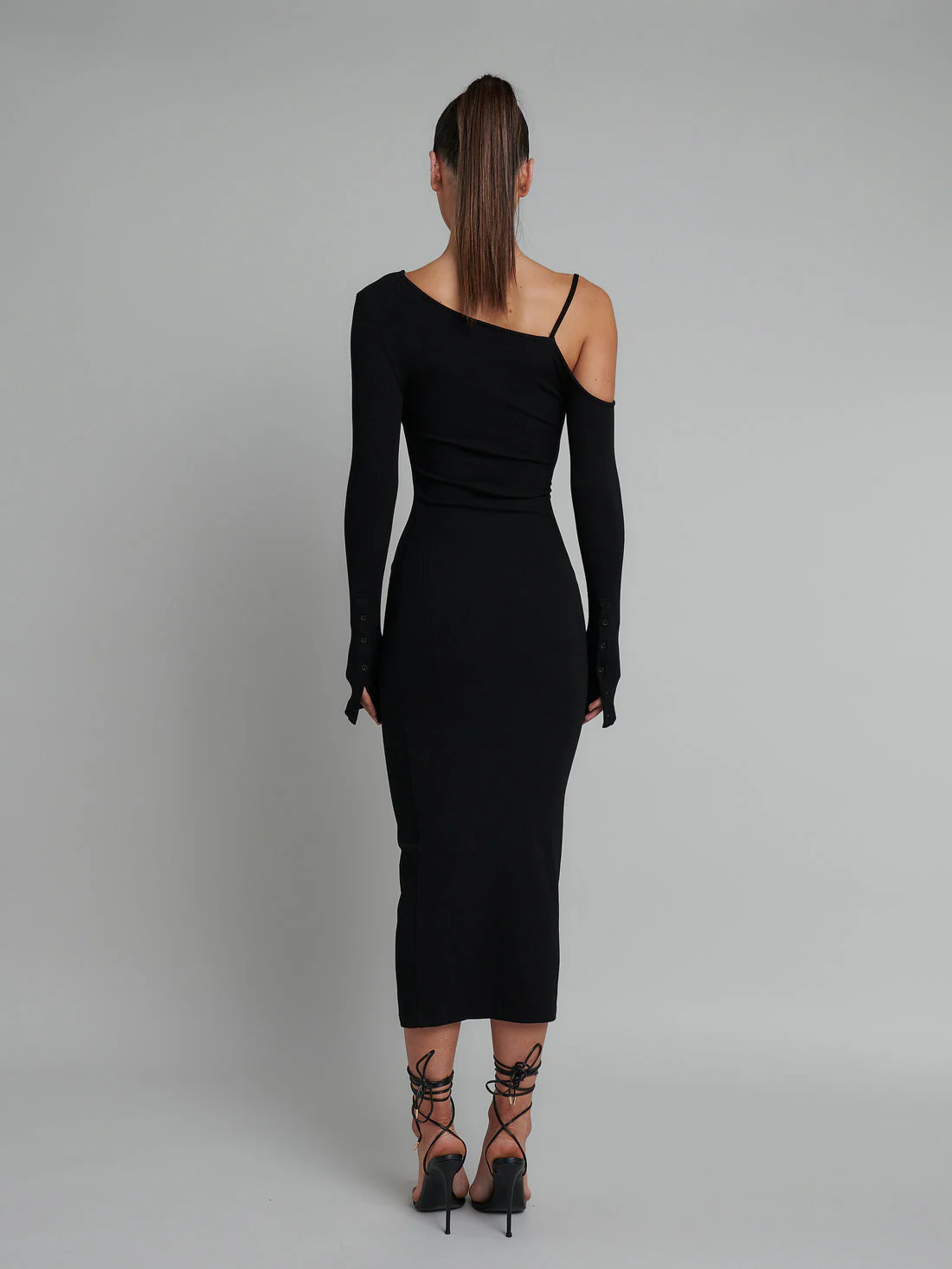 BAYSE BRAND Womens Milana Asymmetric Dress Black - Image 4