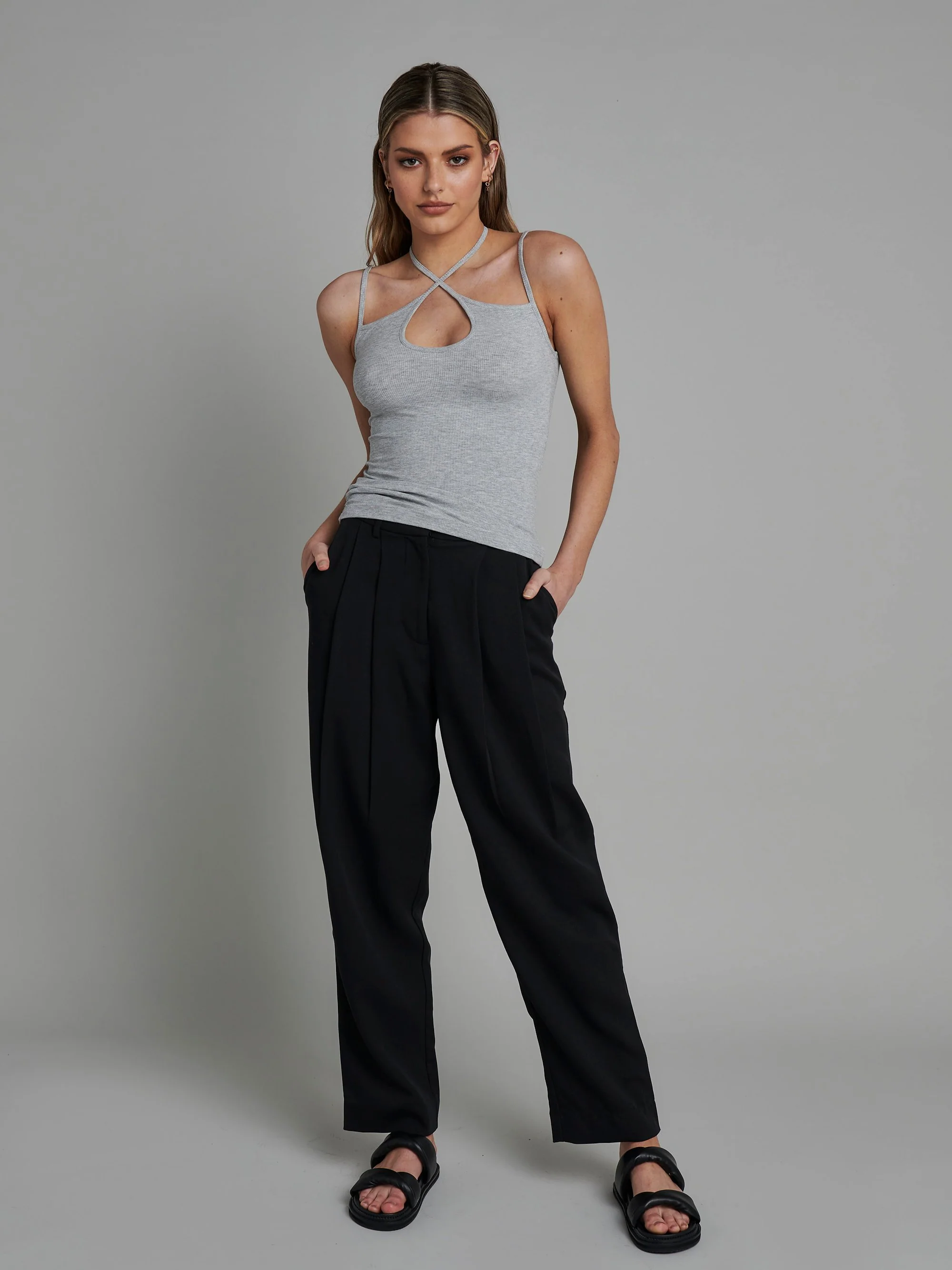 BAYSE BRAND Womens Riley Top - Grey Marle - Image 5