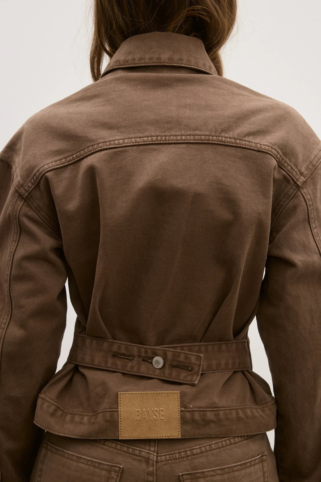 BAYSE BRAND Womens Violet Denim Jacket - Chocolate - Image 6