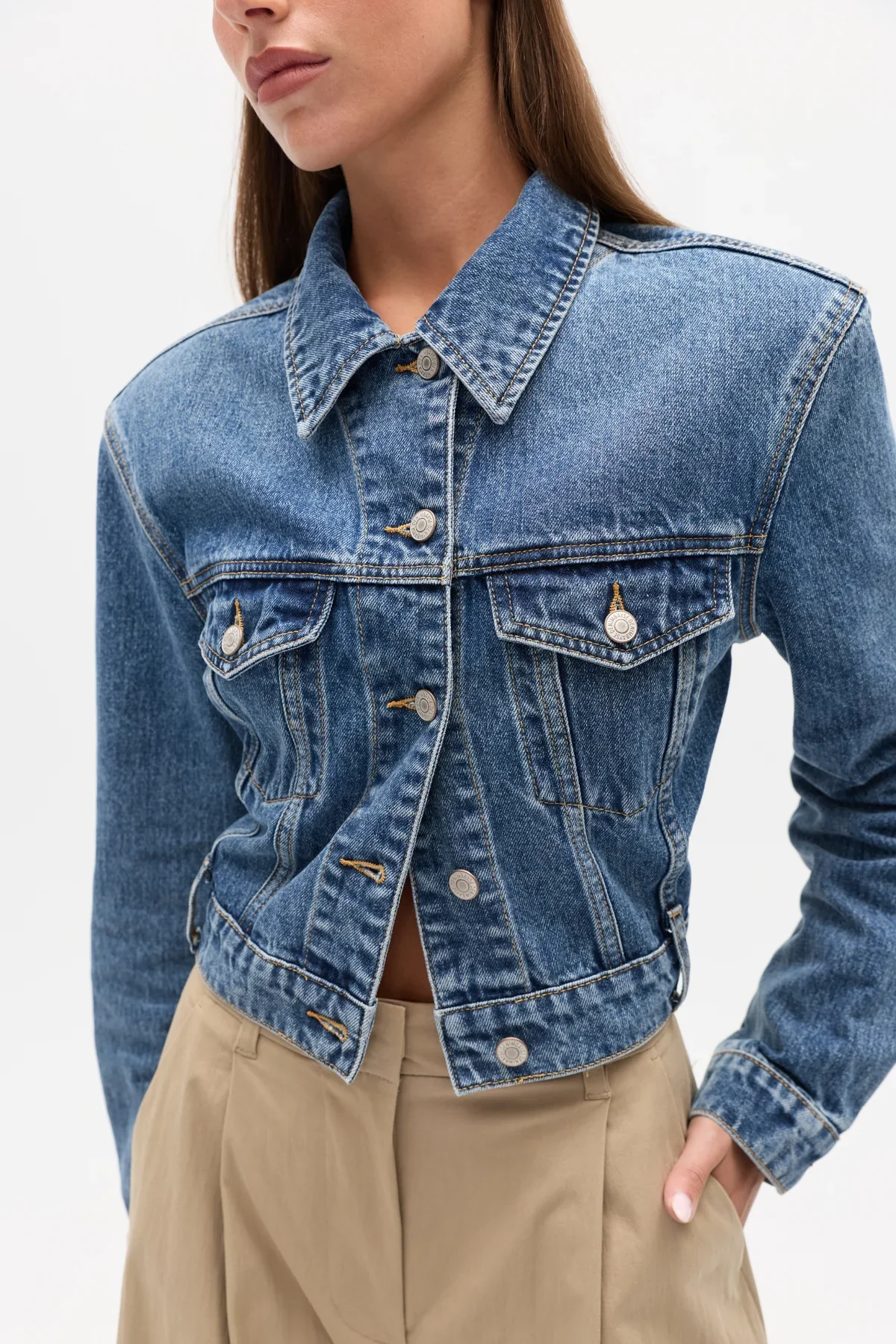 BAYSE BRAND Womens Winslow Denim Jacket in Ash Tide Blue - Image 3