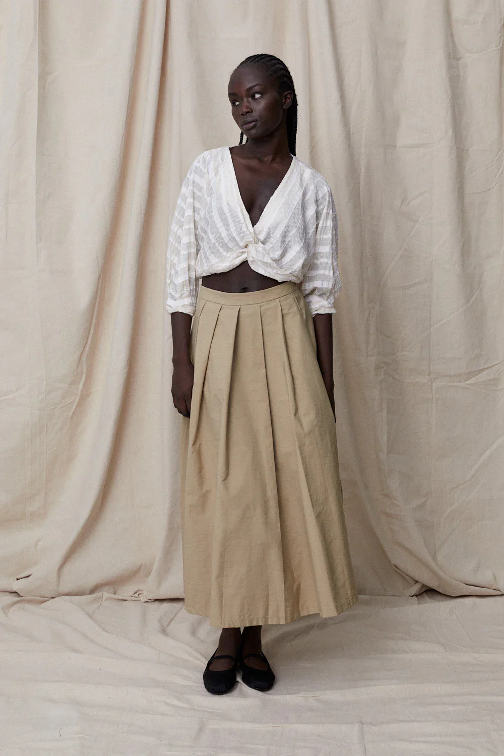 BLANCA STUDIO Womens Brooke Pleated Skirt - Tan - Image 2