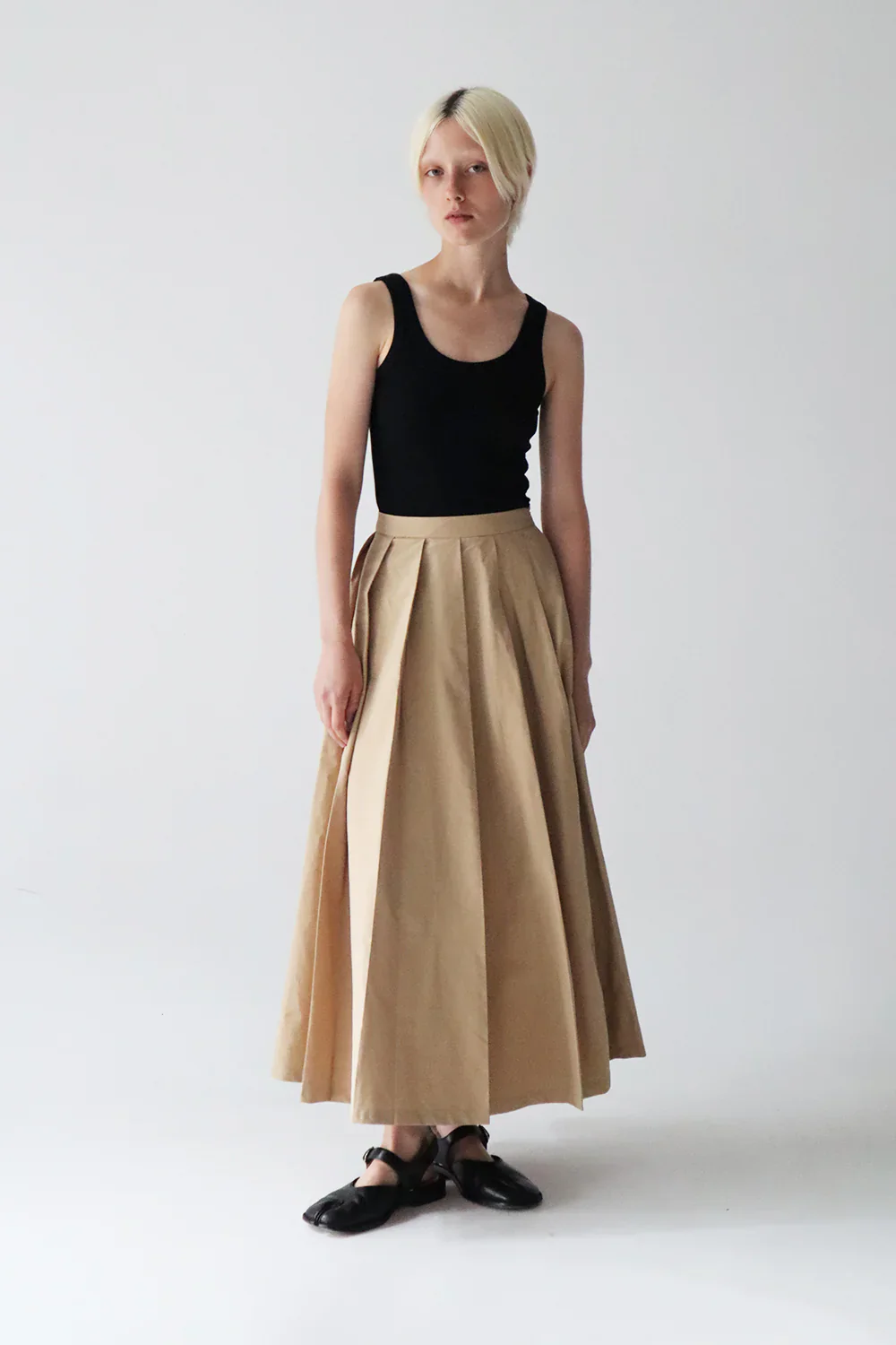 BLANCA STUDIO Womens Brooke Pleated Skirt - Tan - Image 3