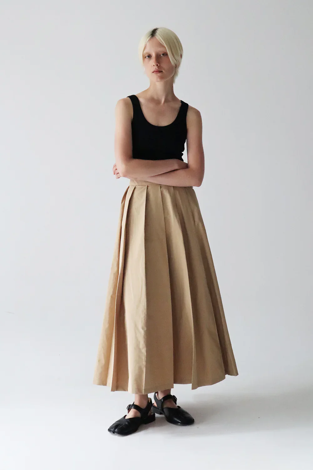 BLANCA STUDIO Womens Brooke Pleated Skirt - Tan - Image 4