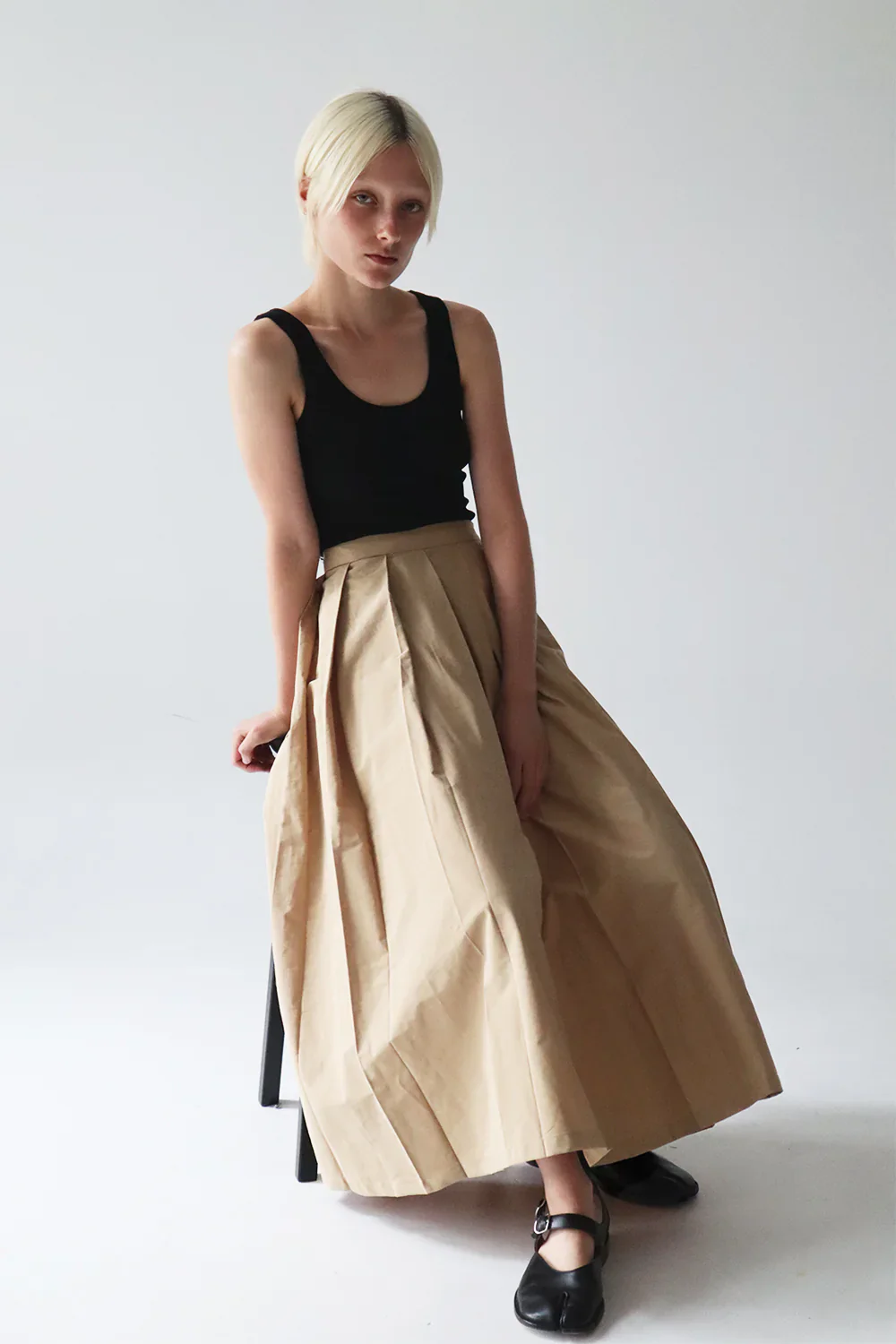 BLANCA STUDIO Womens Brooke Pleated Skirt - Tan - Image 5