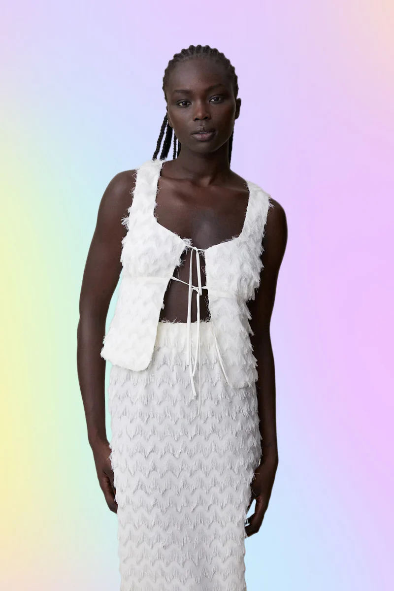 BLANCA STUDIO Womens Lazlo Tie Top in White - Image 4
