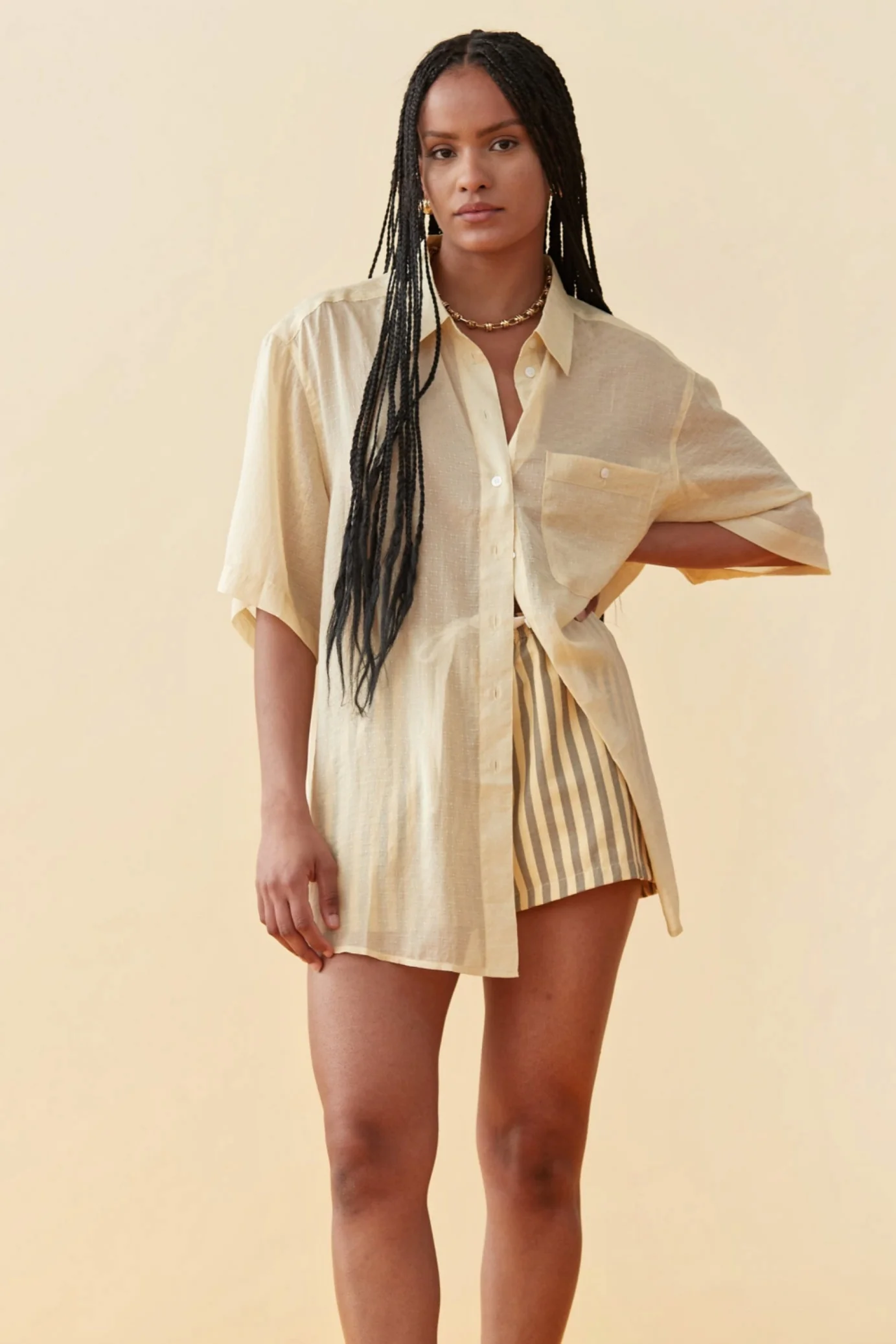 BLANCA Womens Audrey Shirt - Butter