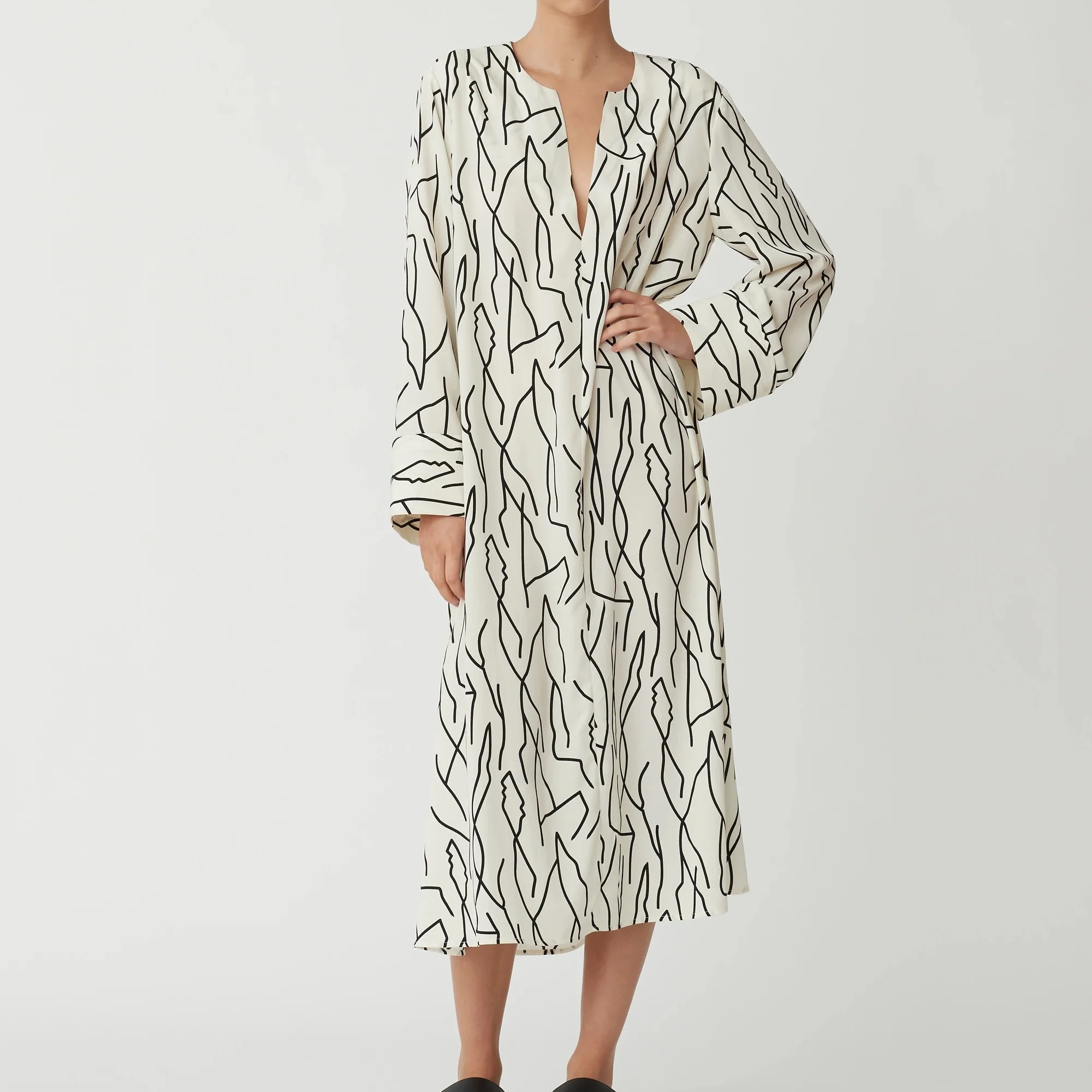 BLANCA Womens Chiara Print Dress Black & White - Image 2