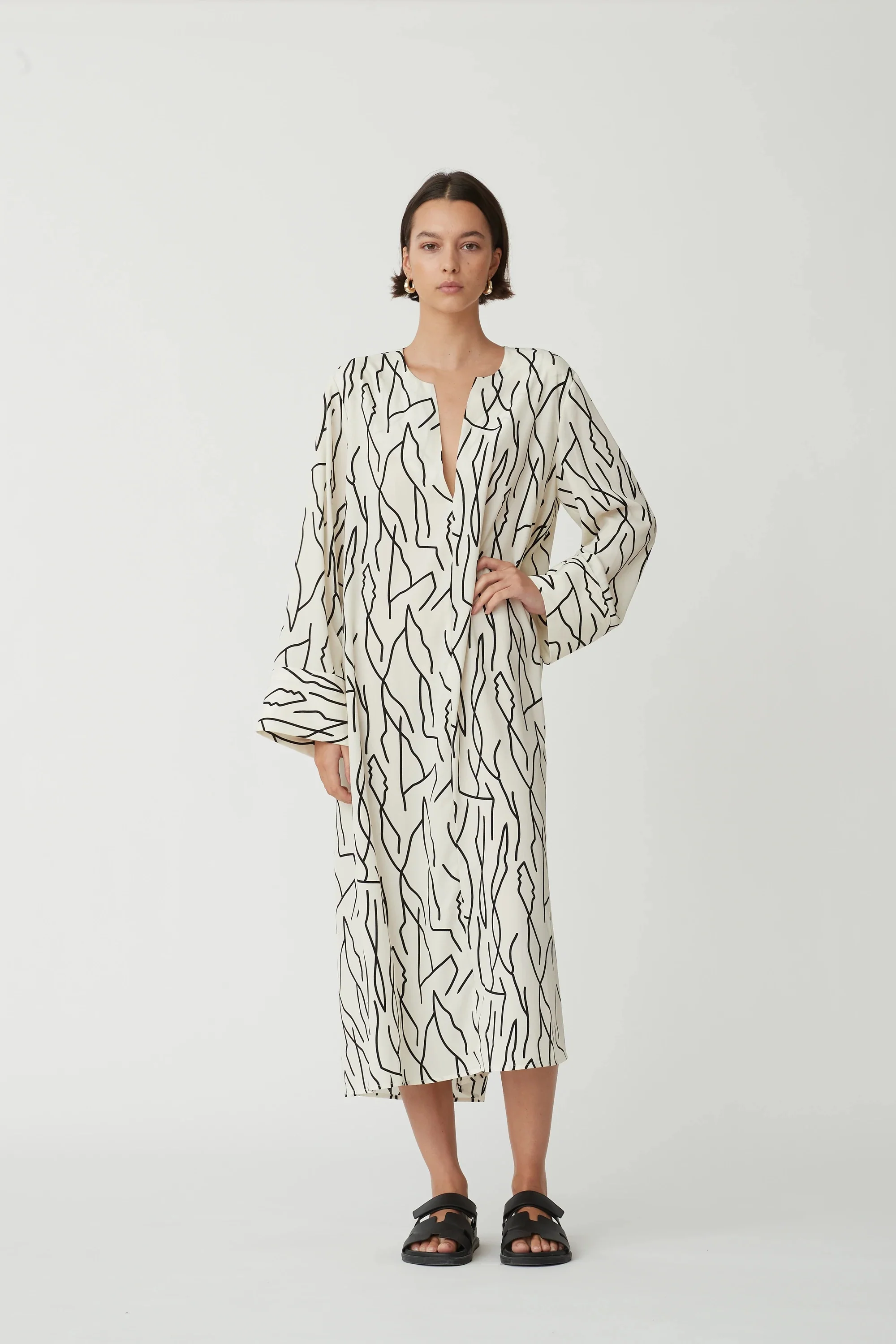 BLANCA Womens Chiara Print Dress Black & White - Image 5