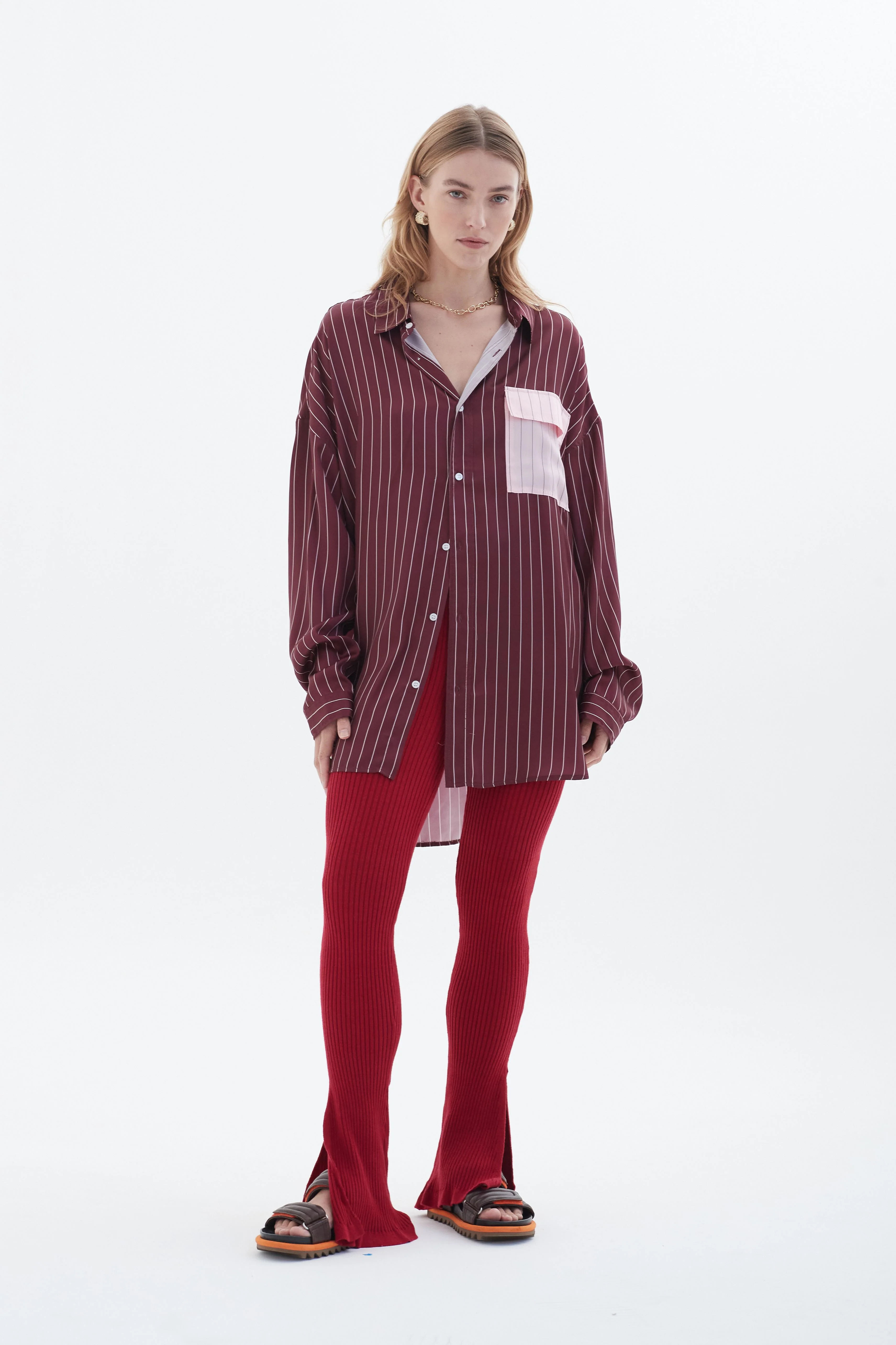 BLANCA Womens Felicia Shirt Burgundy / Pink - Image 4
