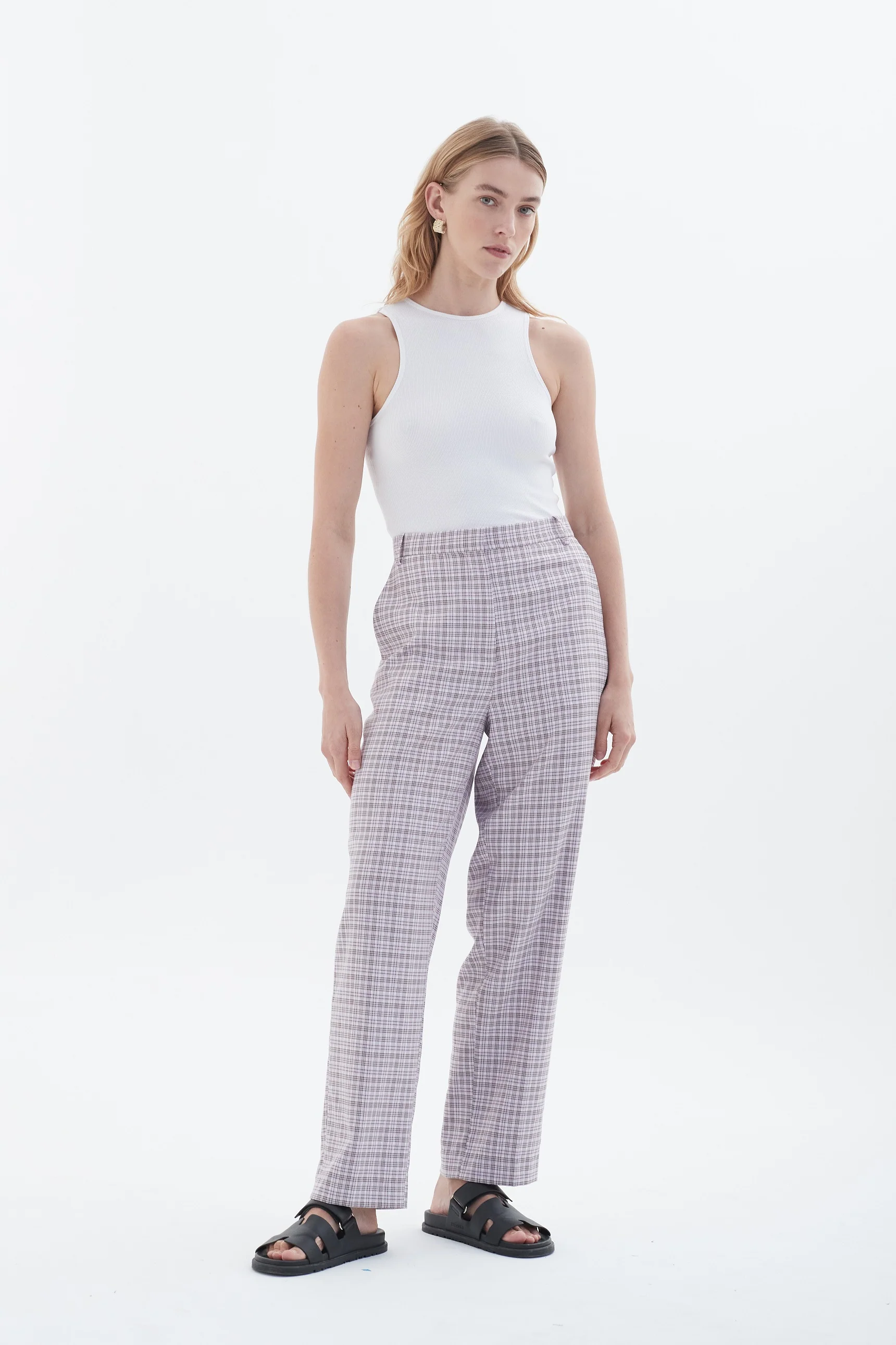 BLANCA Womens Jamie Check Pants Lilac - Image 4