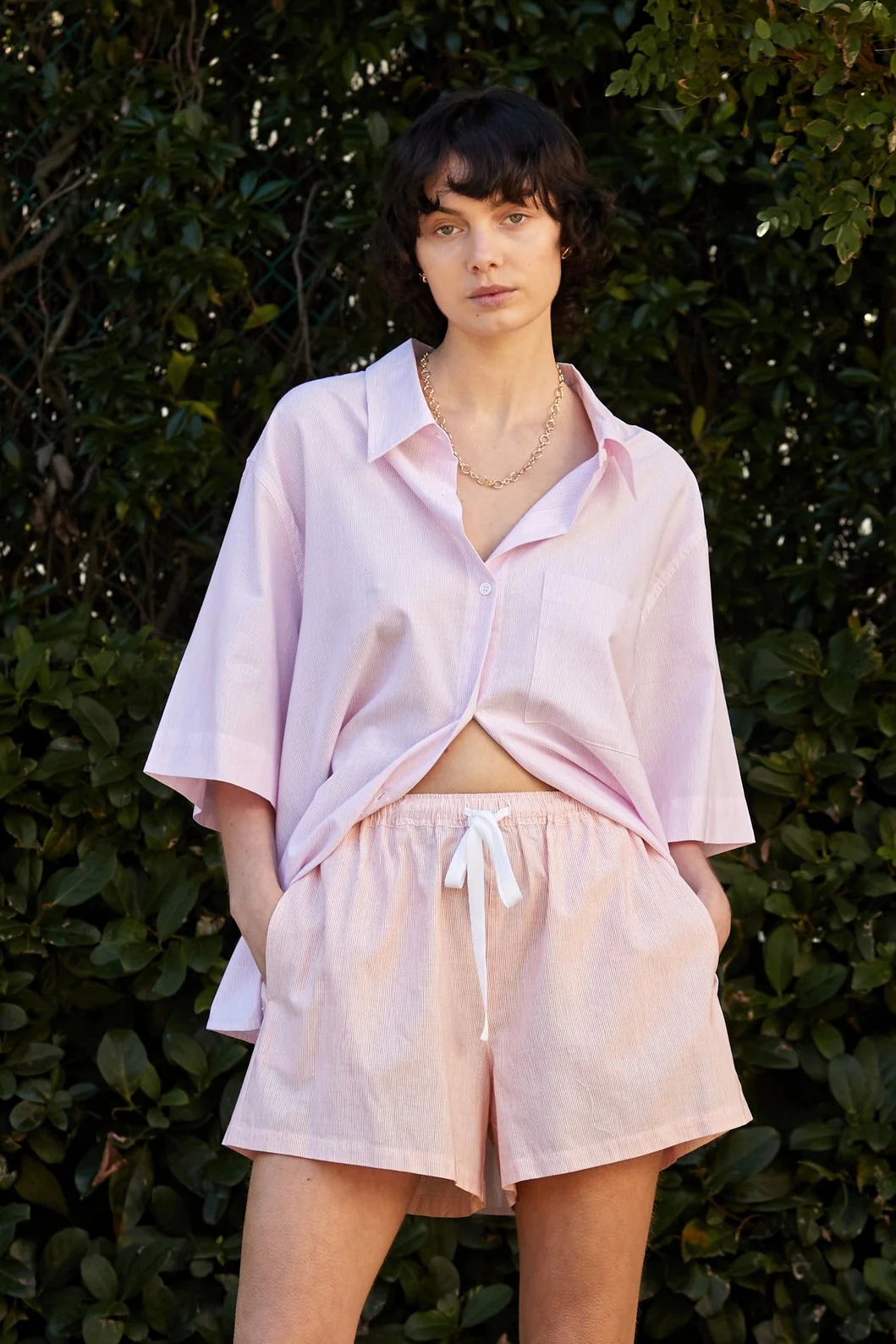 BLANCA Womens Lennox Top - Pink White Stripe