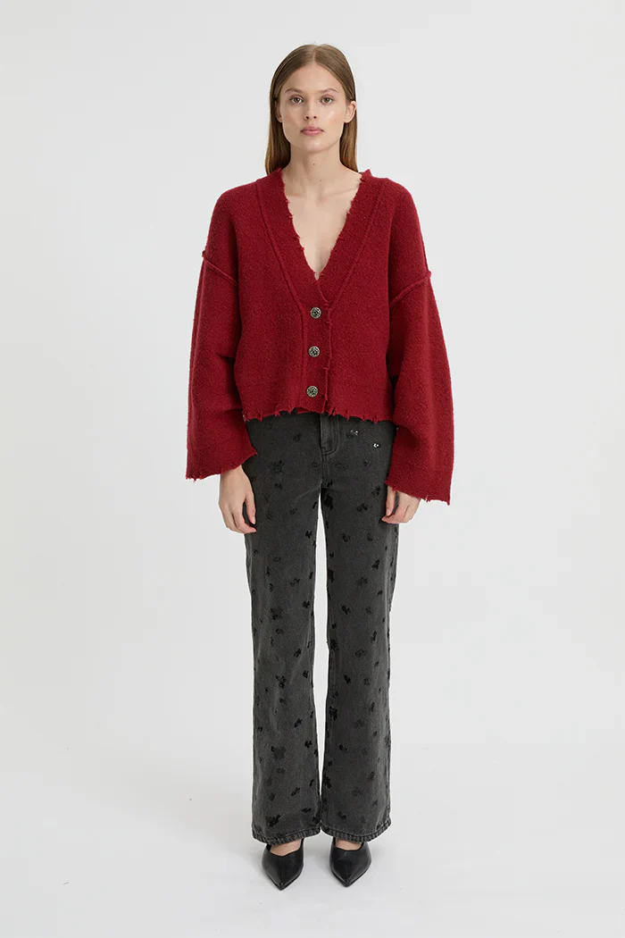 BLANCA Womens Pepa Cardigan Burgundy - Image 3