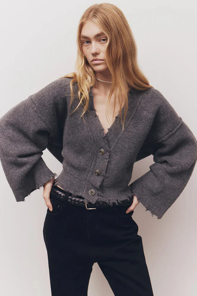 BLANCA Womens Pepa Cardigan Charcoal Grey - Image 4