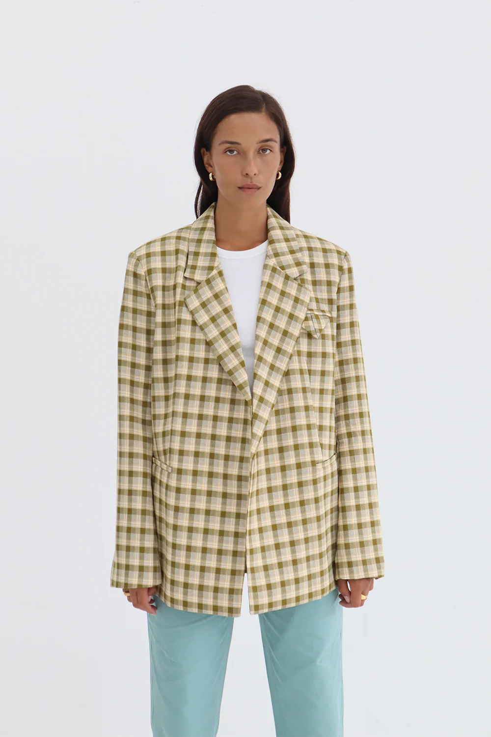 BLANCA Womens Samantha Blazer Green/Yellow Check - Image 4