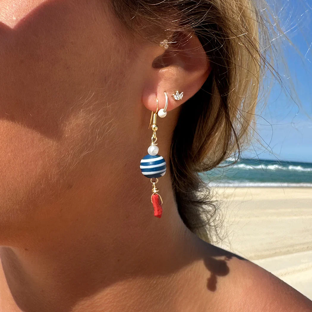 BRIWOK JEWELLERY Womens Helios Earrings - Blue & Red - Image 2