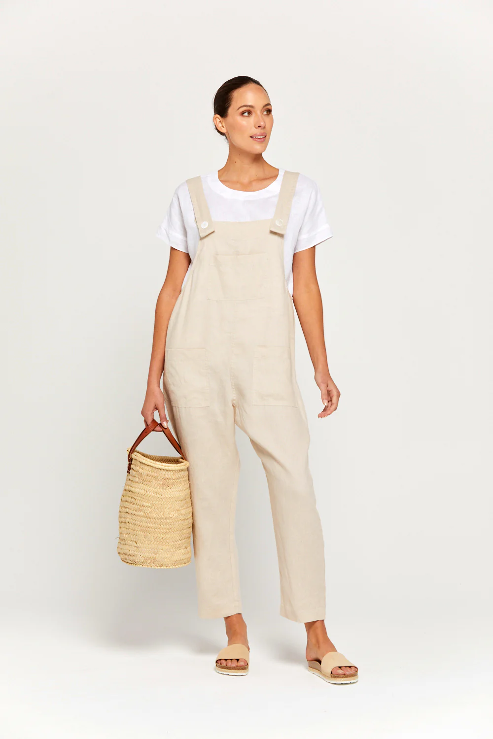 BY RIDLEY Womens Ezra Linen Jumpsuit - Ecru - Image 4