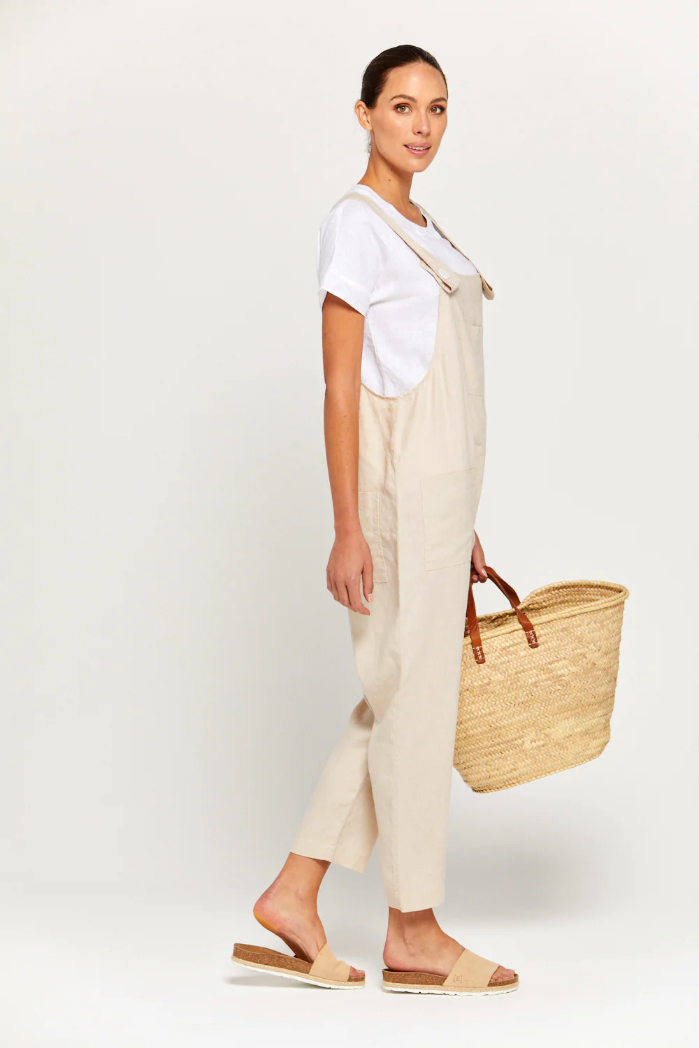 BY RIDLEY Womens Ezra Linen Jumpsuit - Ecru - Image 6