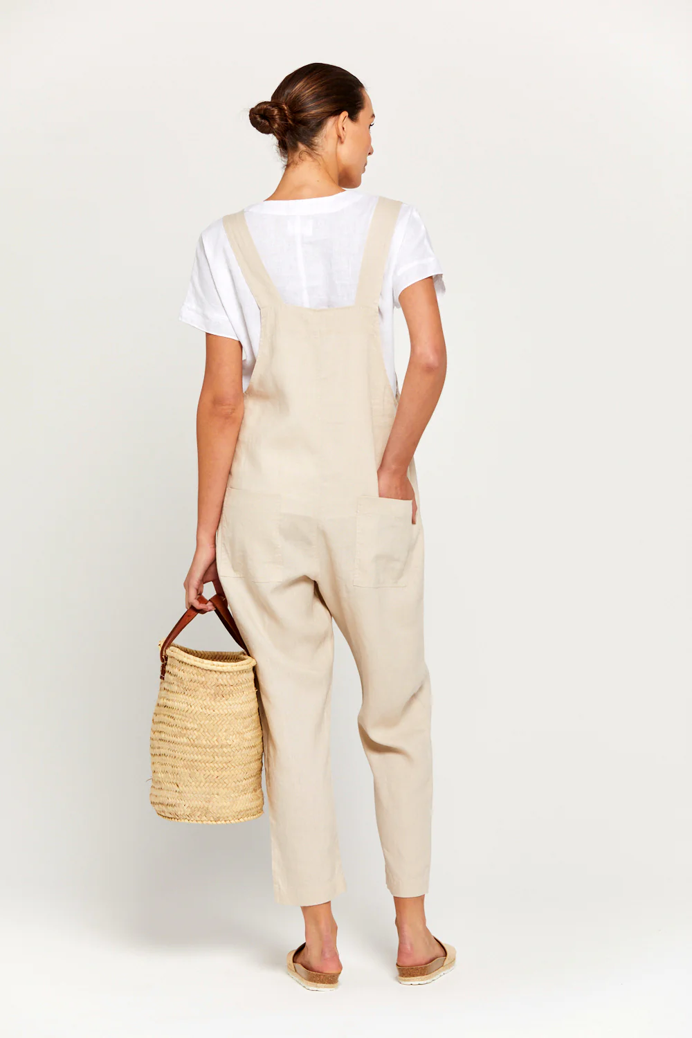BY RIDLEY Womens Ezra Linen Jumpsuit - Ecru - Image 7