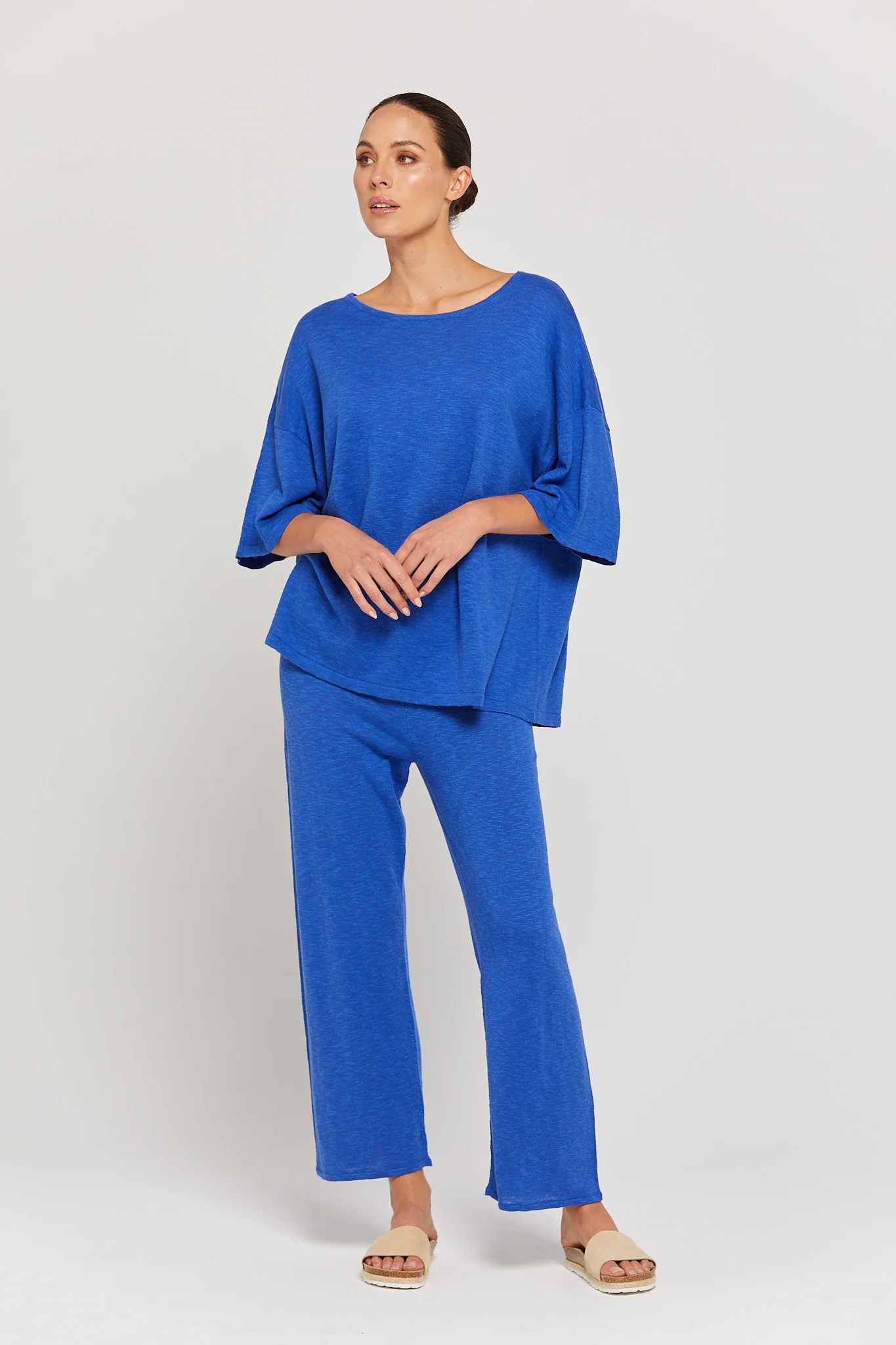 BY RIDLEY Womens Savannah Linen Top - Royal Blue - Image 3
