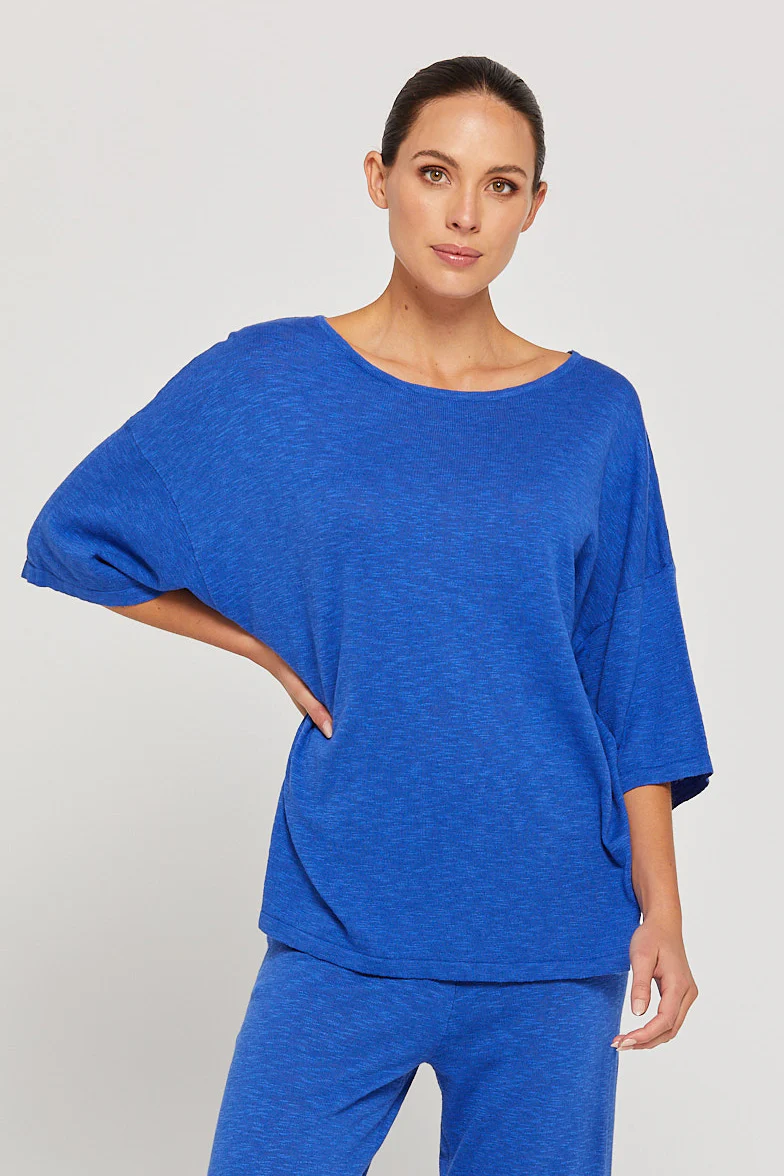 BY RIDLEY Womens Savannah Linen Top - Royal Blue - Image 4