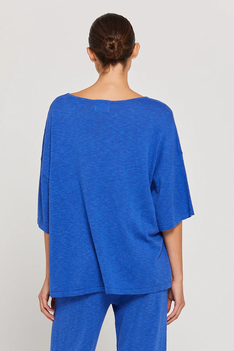 BY RIDLEY Womens Savannah Linen Top - Royal Blue - Image 8
