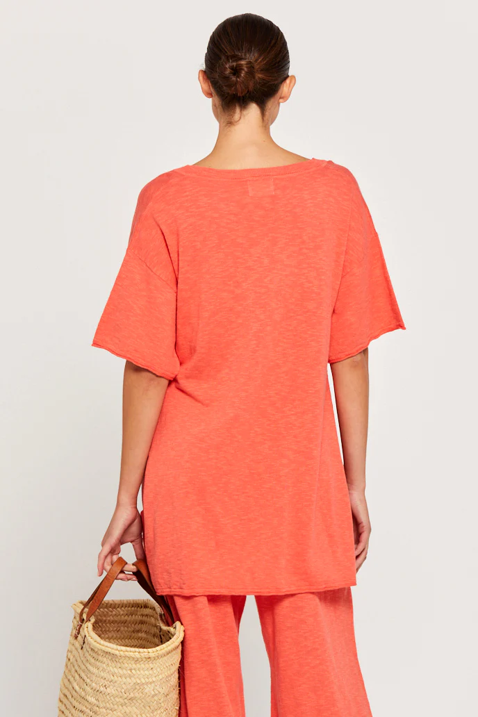 BY RIDLEY Womens Teresa Linen Top - Coral - Image 3