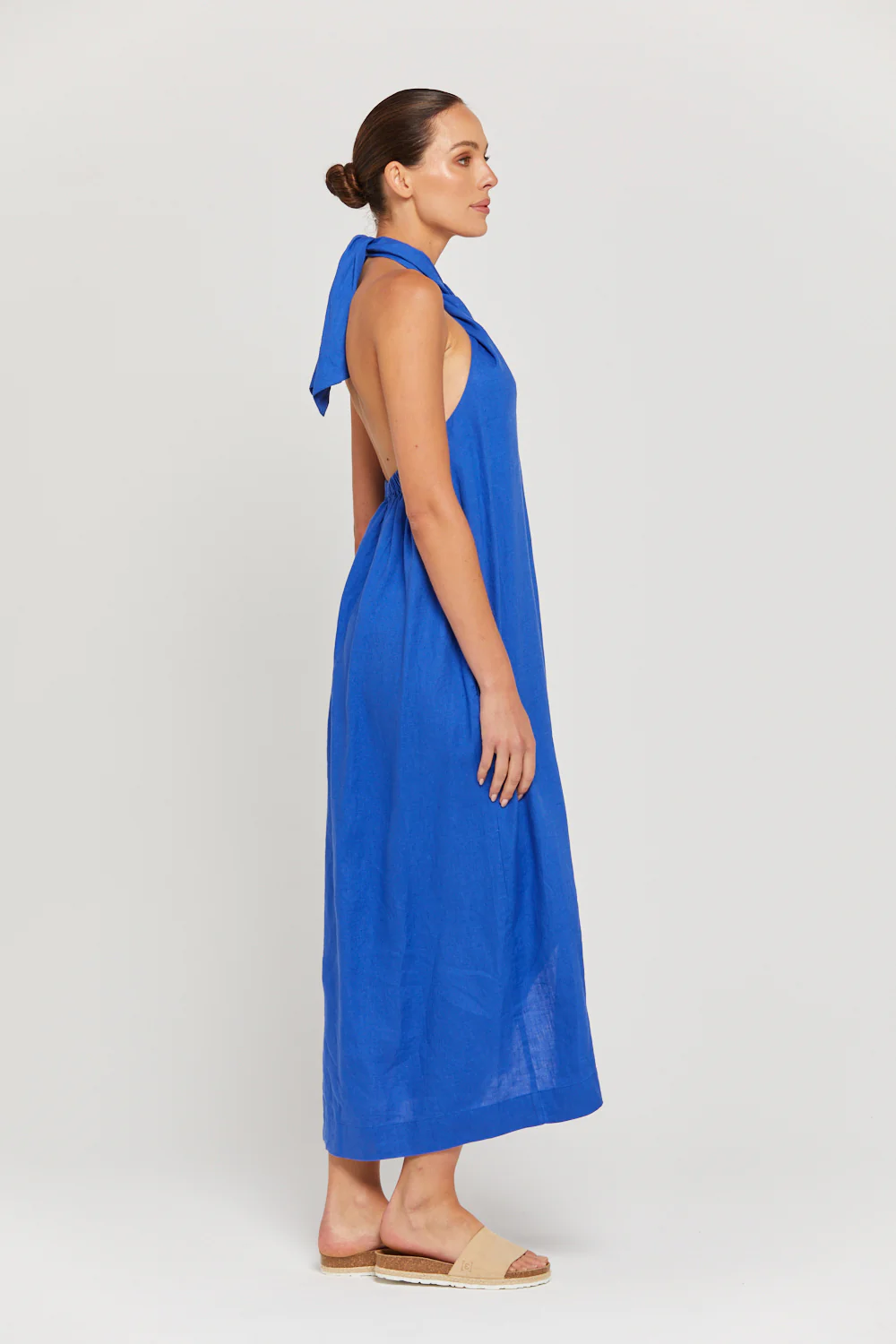 BY RIDLEY Womens Zariyah Linen Dress - Royal Blue - Image 7