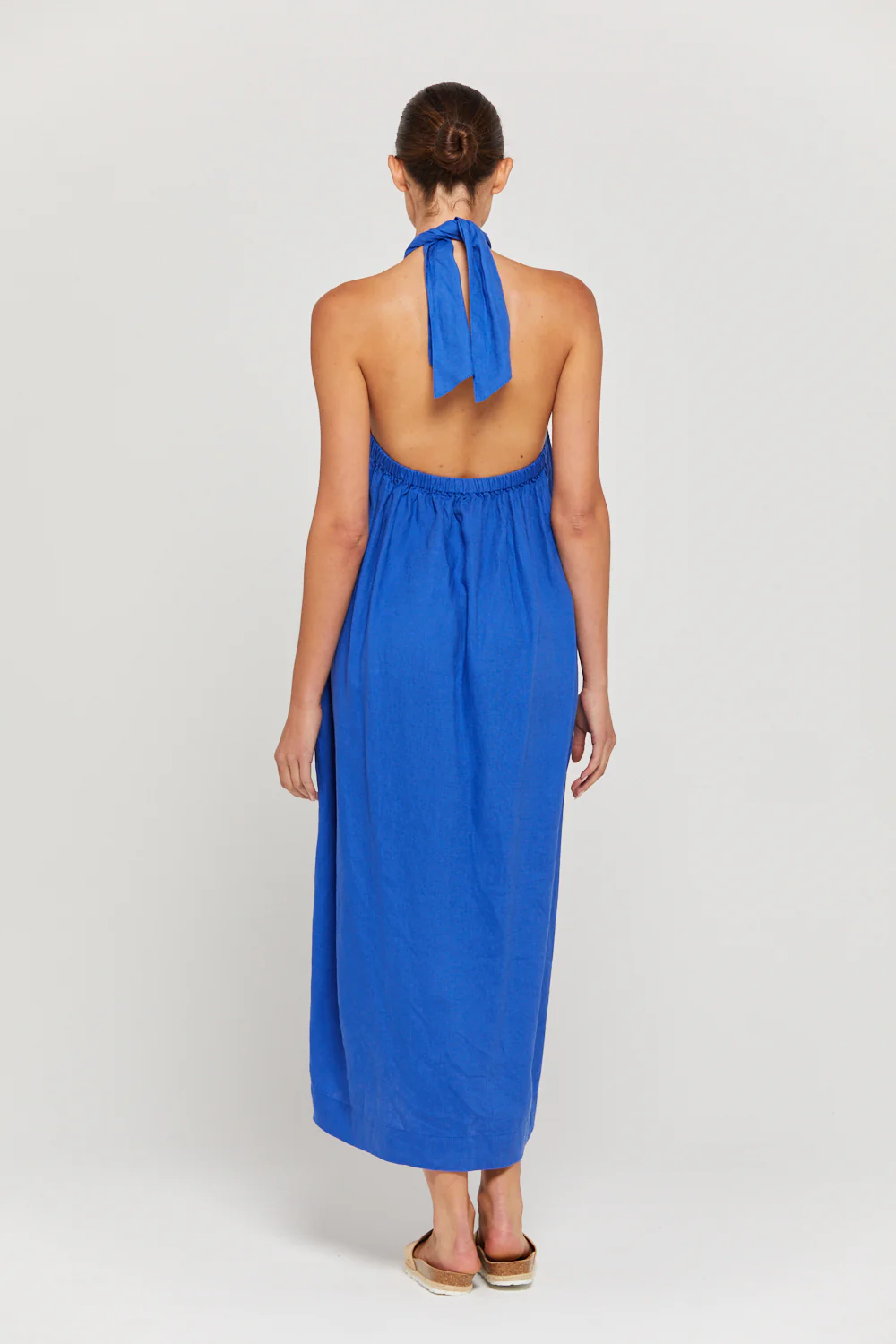 BY RIDLEY Womens Zariyah Linen Dress - Royal Blue - Image 8